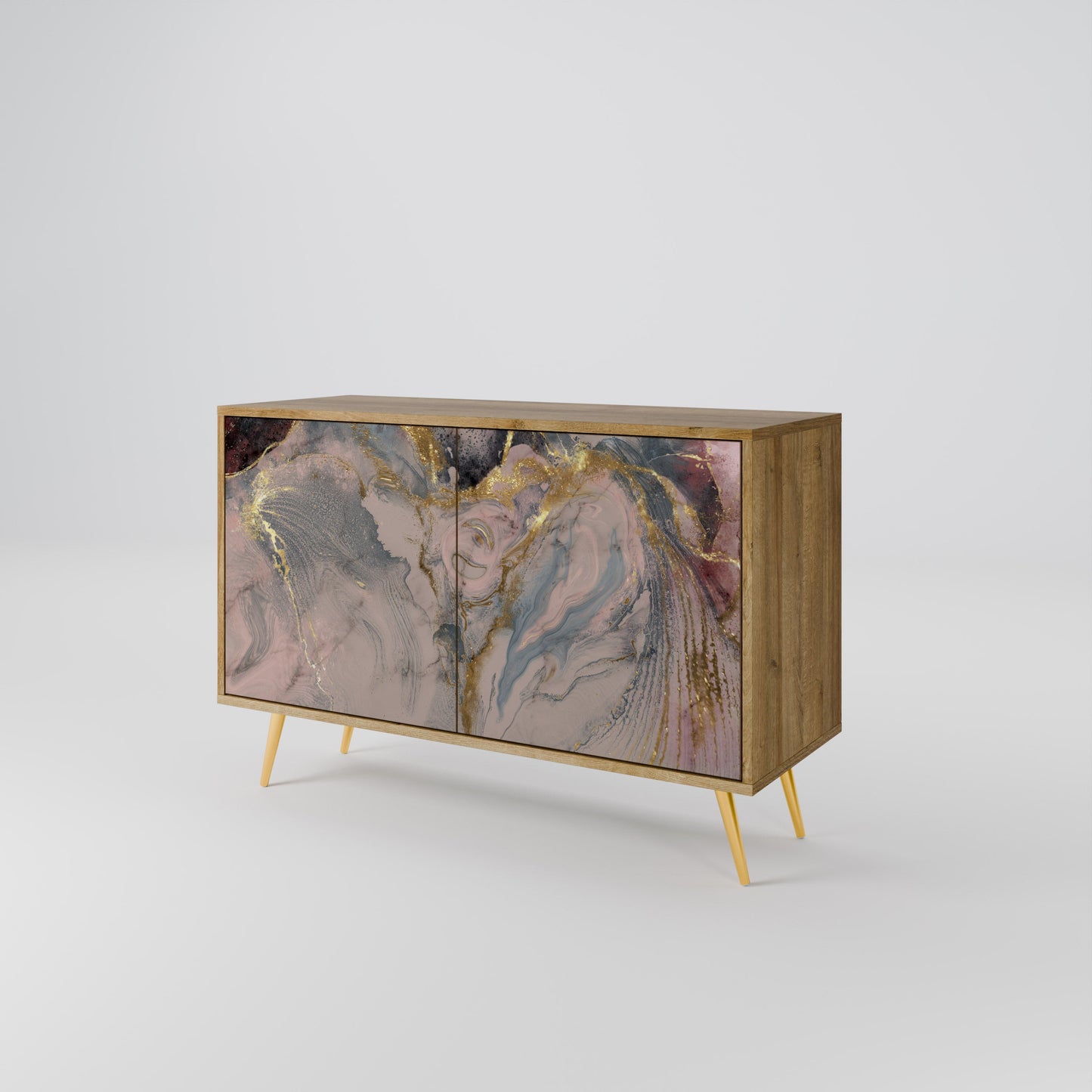 Credenza a 2 ante GILDED SWIRLS in effetto rovere