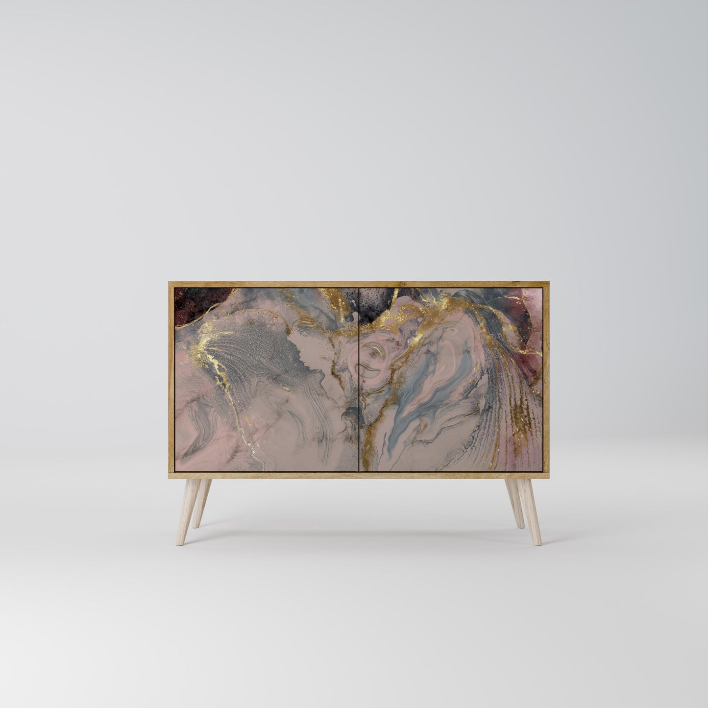 Credenza a 2 ante GILDED SWIRLS in effetto rovere