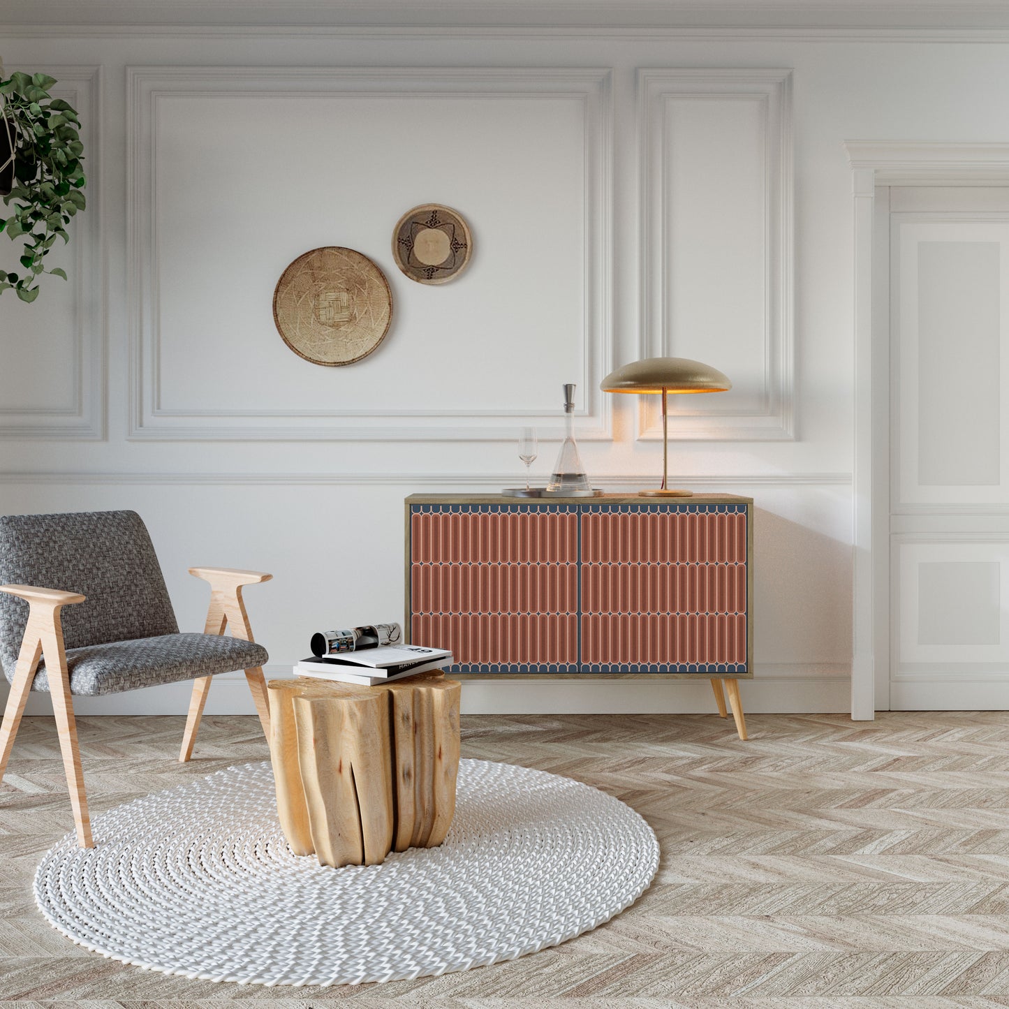 Credenza a 2 ante HYPNOTIC GATE in effetto rovere