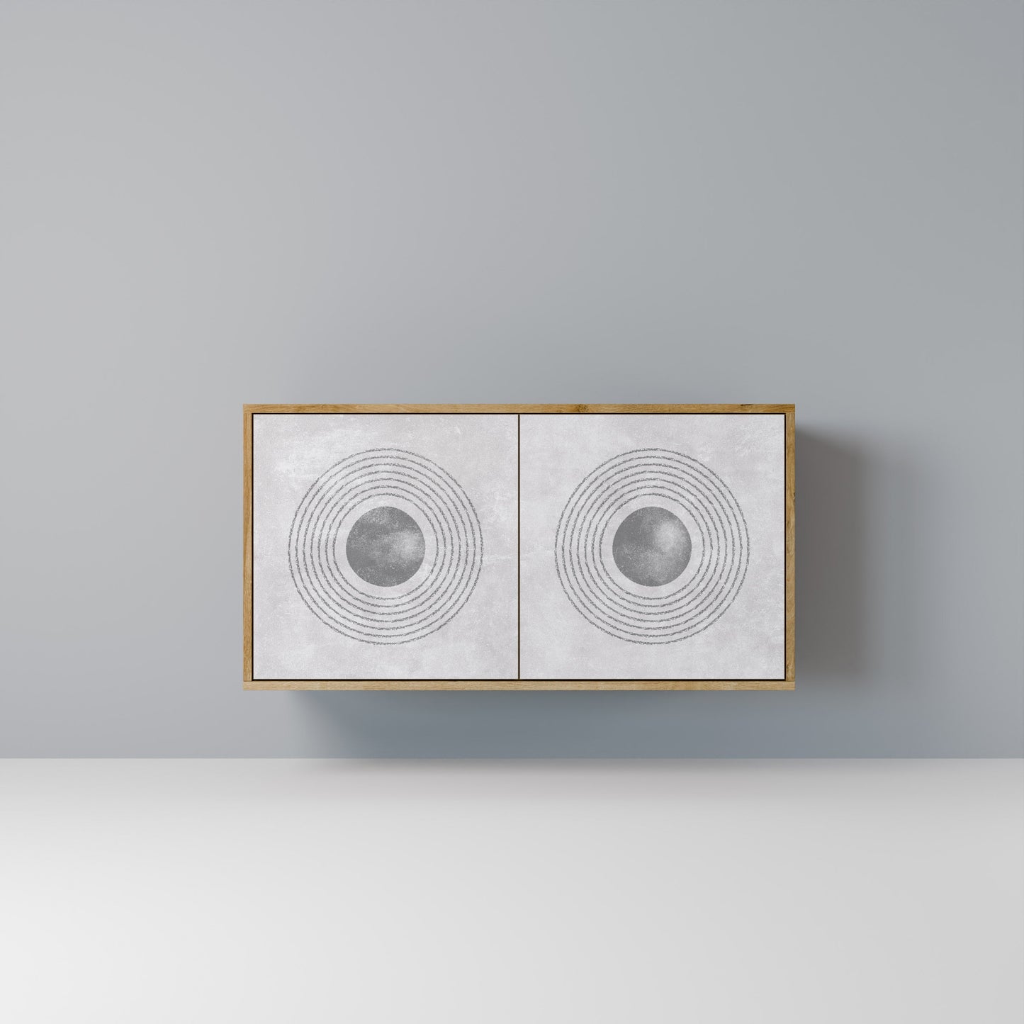 Credenza a 2 ante SOLID CIRCLES in effetto rovere