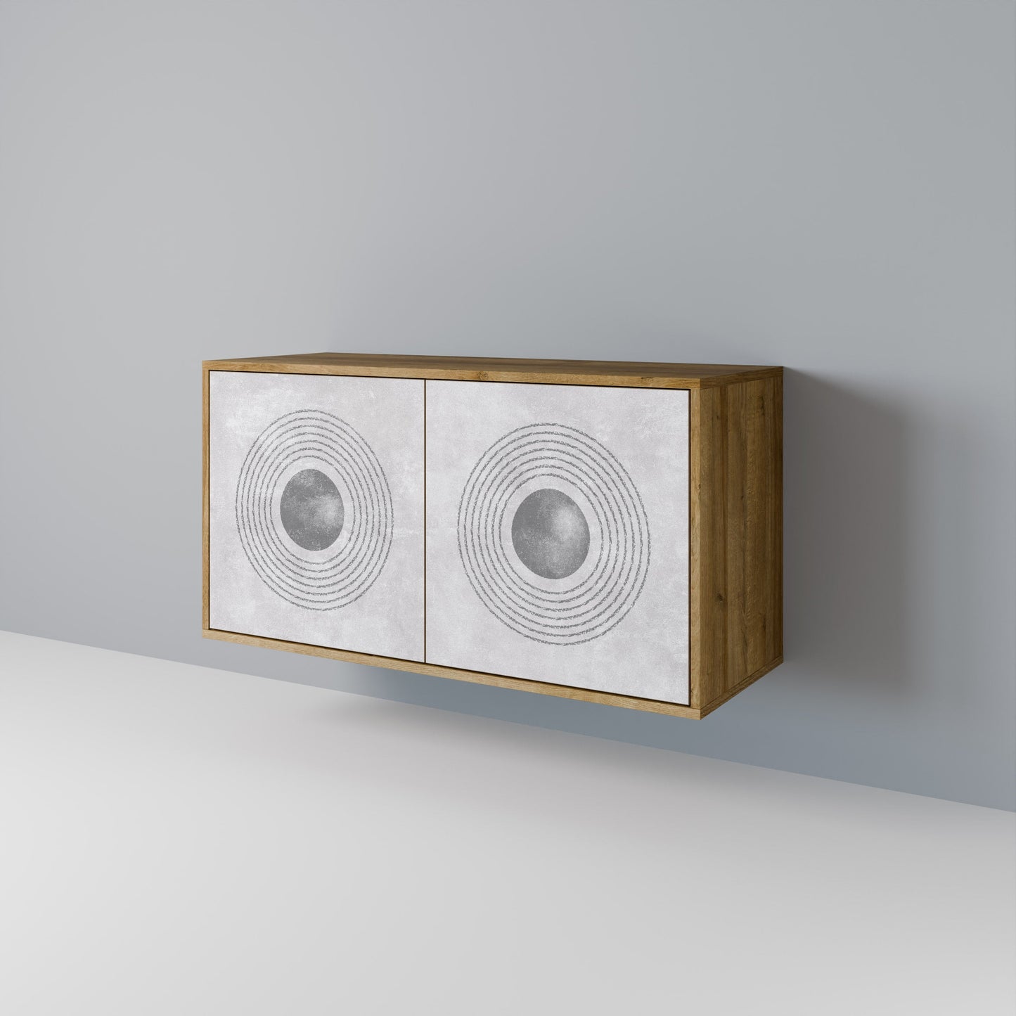 Credenza a 2 ante SOLID CIRCLES in effetto rovere