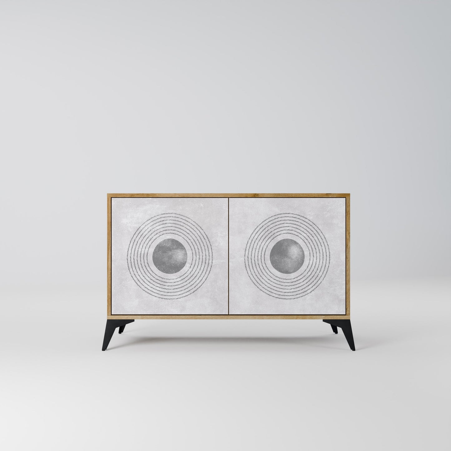 Credenza a 2 ante SOLID CIRCLES in effetto rovere