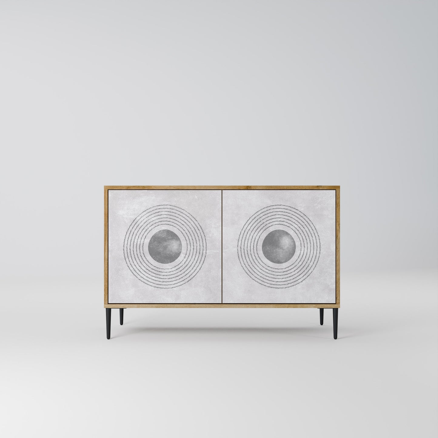 Credenza a 2 ante SOLID CIRCLES in effetto rovere