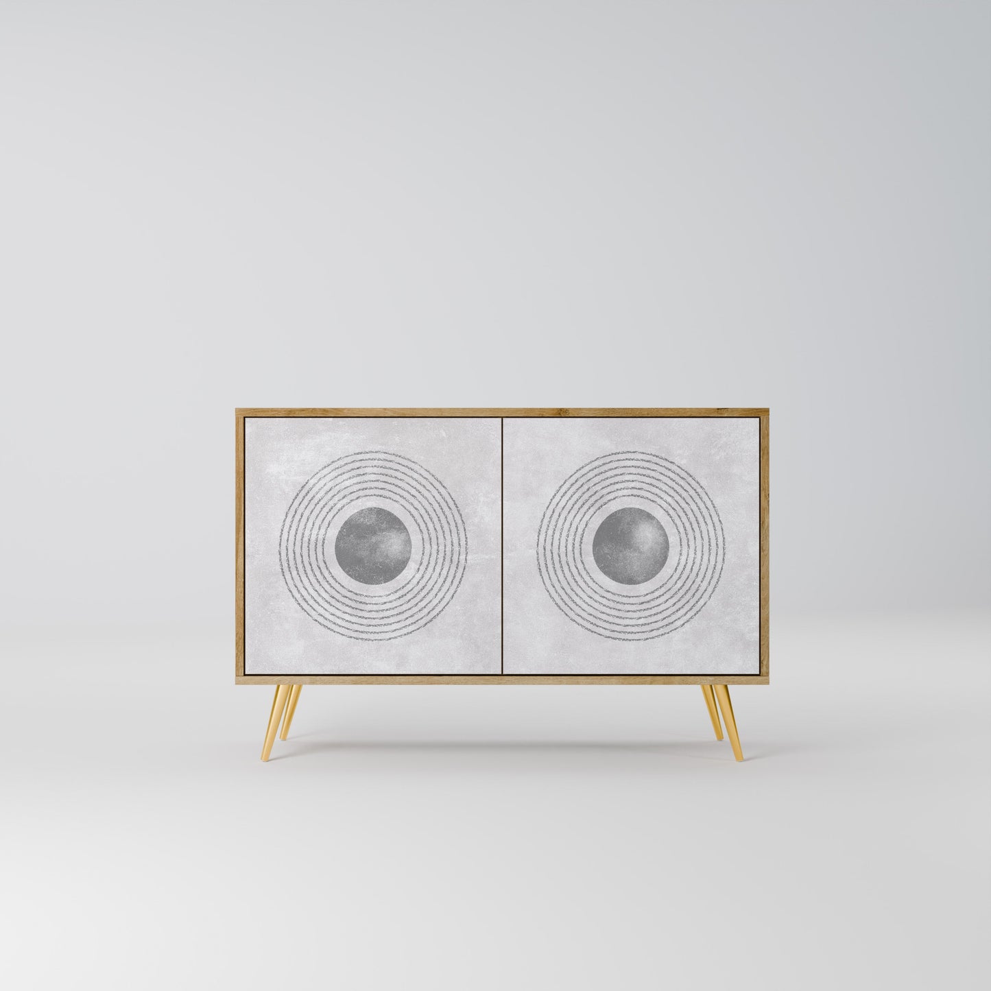Credenza a 2 ante SOLID CIRCLES in effetto rovere