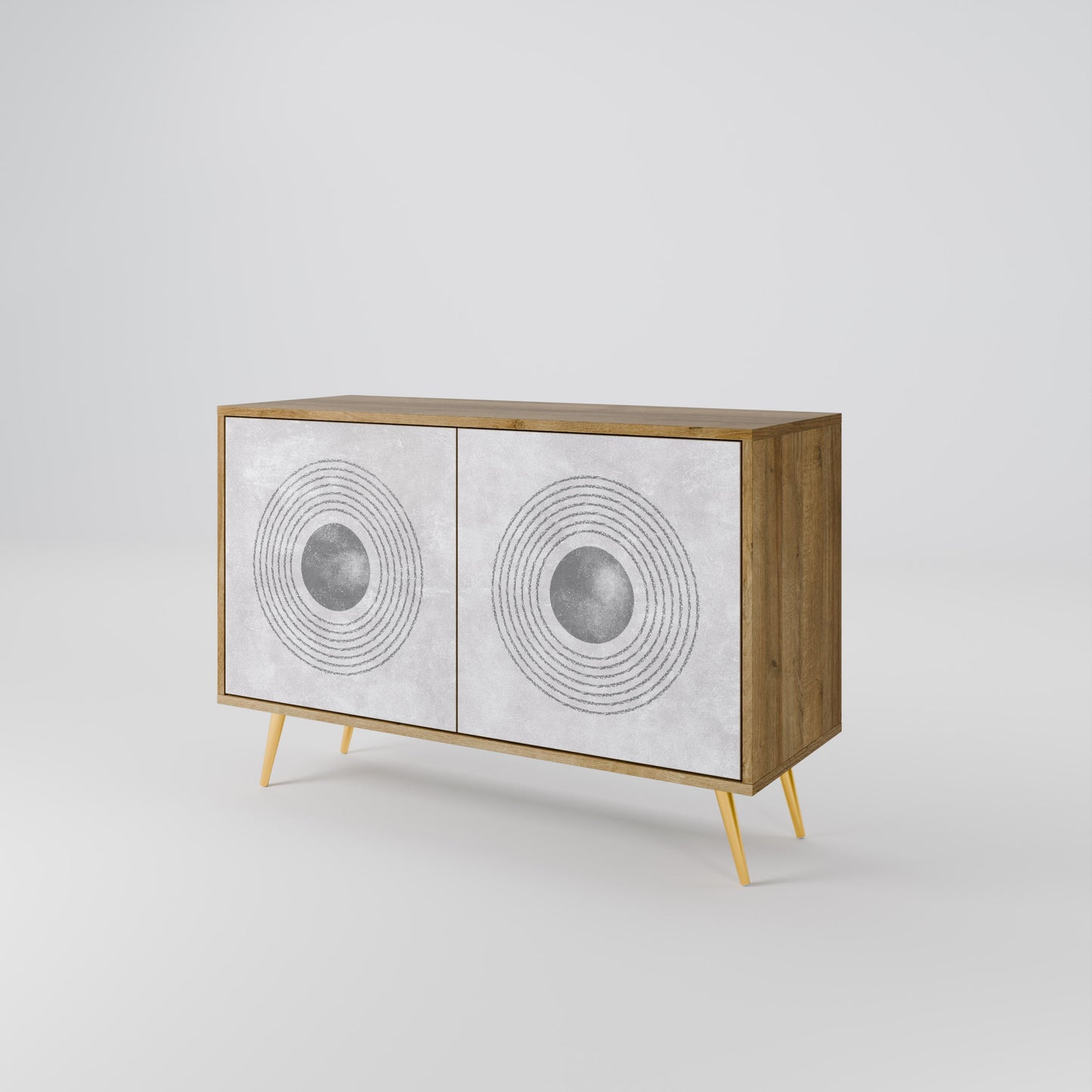 Credenza a 2 ante SOLID CIRCLES in effetto rovere