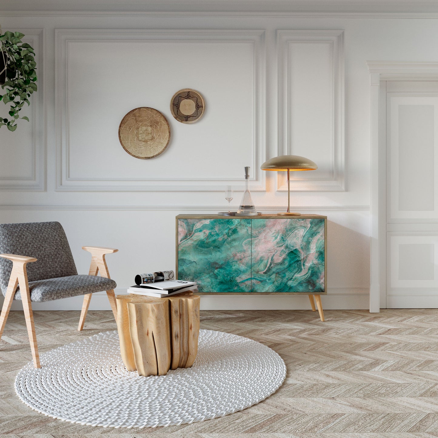 Credenza ABSTRACT ALCHEMY a 2 ante in effetto rovere