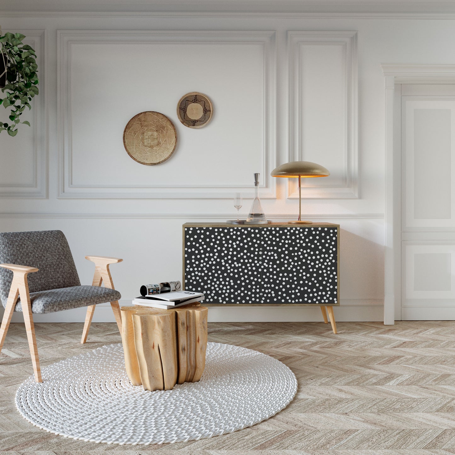 Credenza BLINDING LIGHTS a 2 ante in effetto rovere