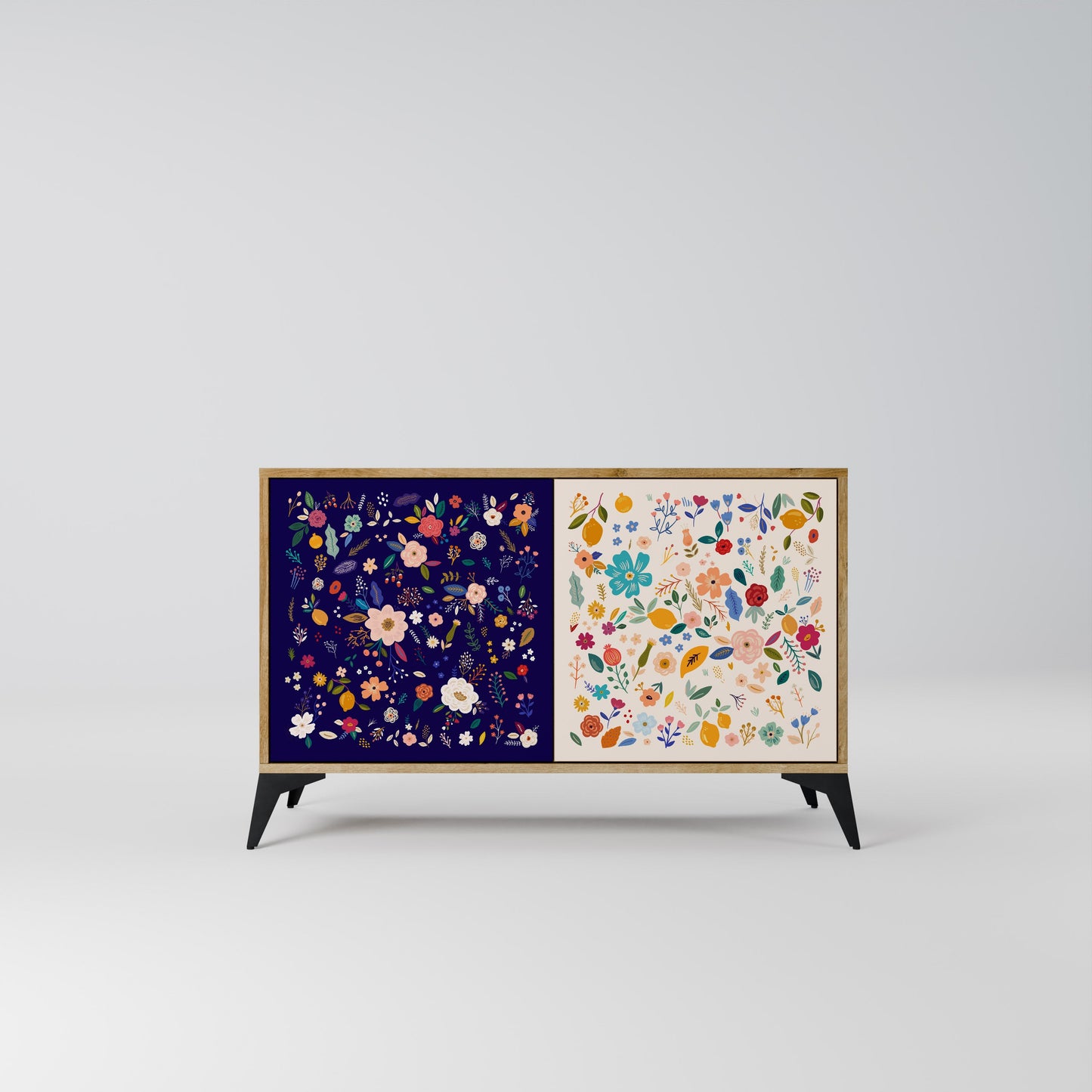 Credenza a 2 ante FLORAL COMBINATION in effetto rovere