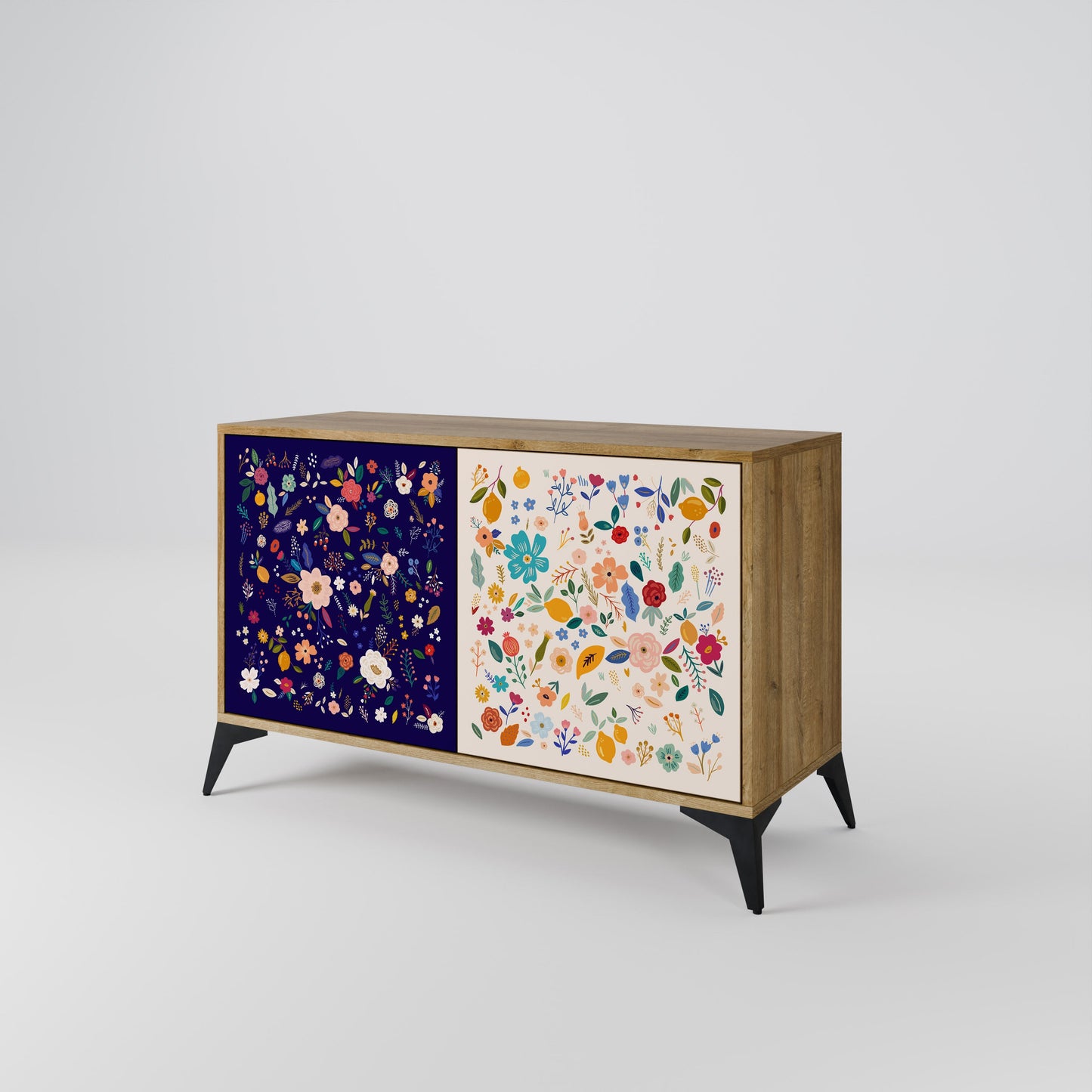 Credenza a 2 ante FLORAL COMBINATION in effetto rovere