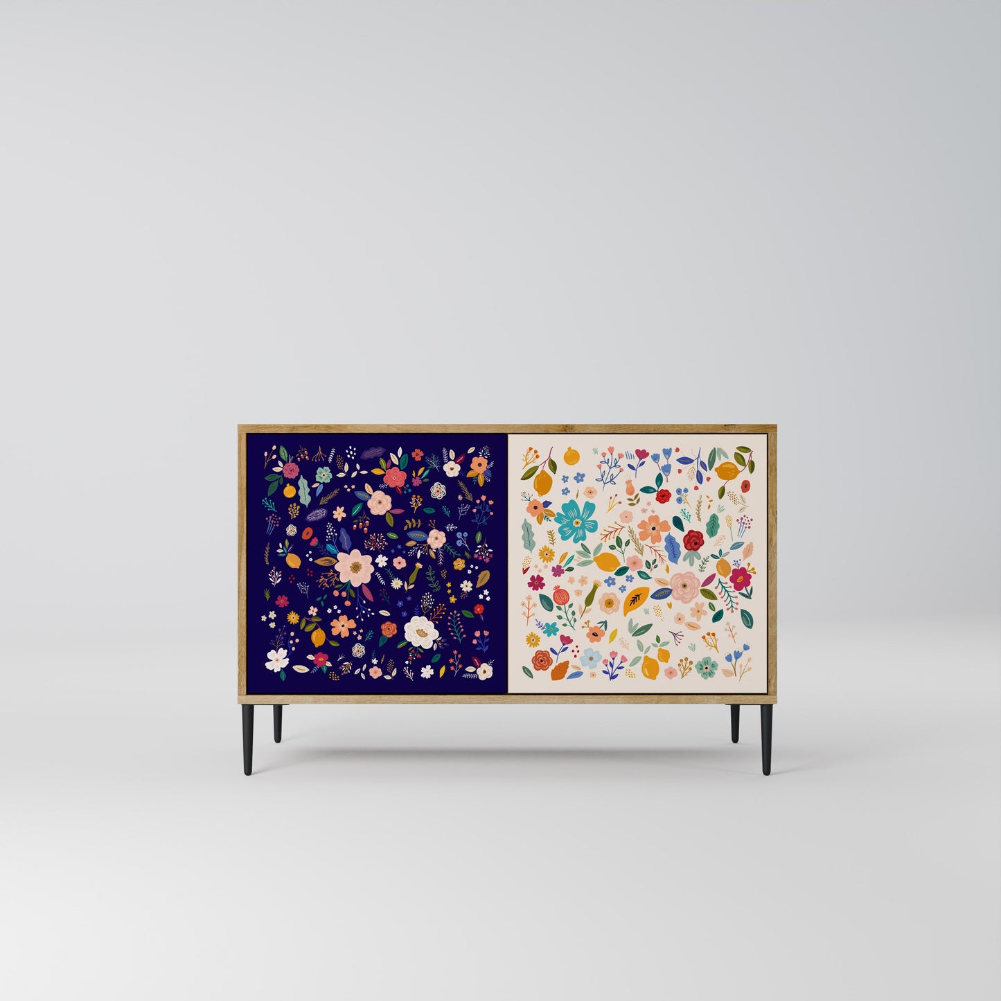 Credenza a 2 ante FLORAL COMBINATION in effetto rovere