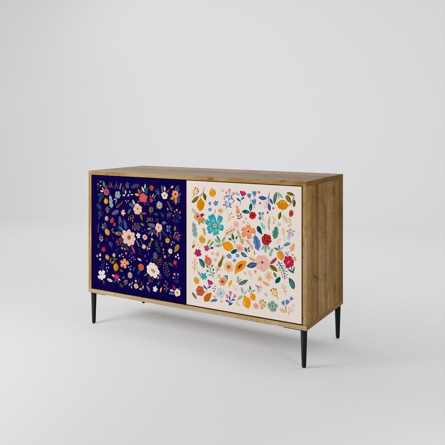 Credenza a 2 ante FLORAL COMBINATION in effetto rovere