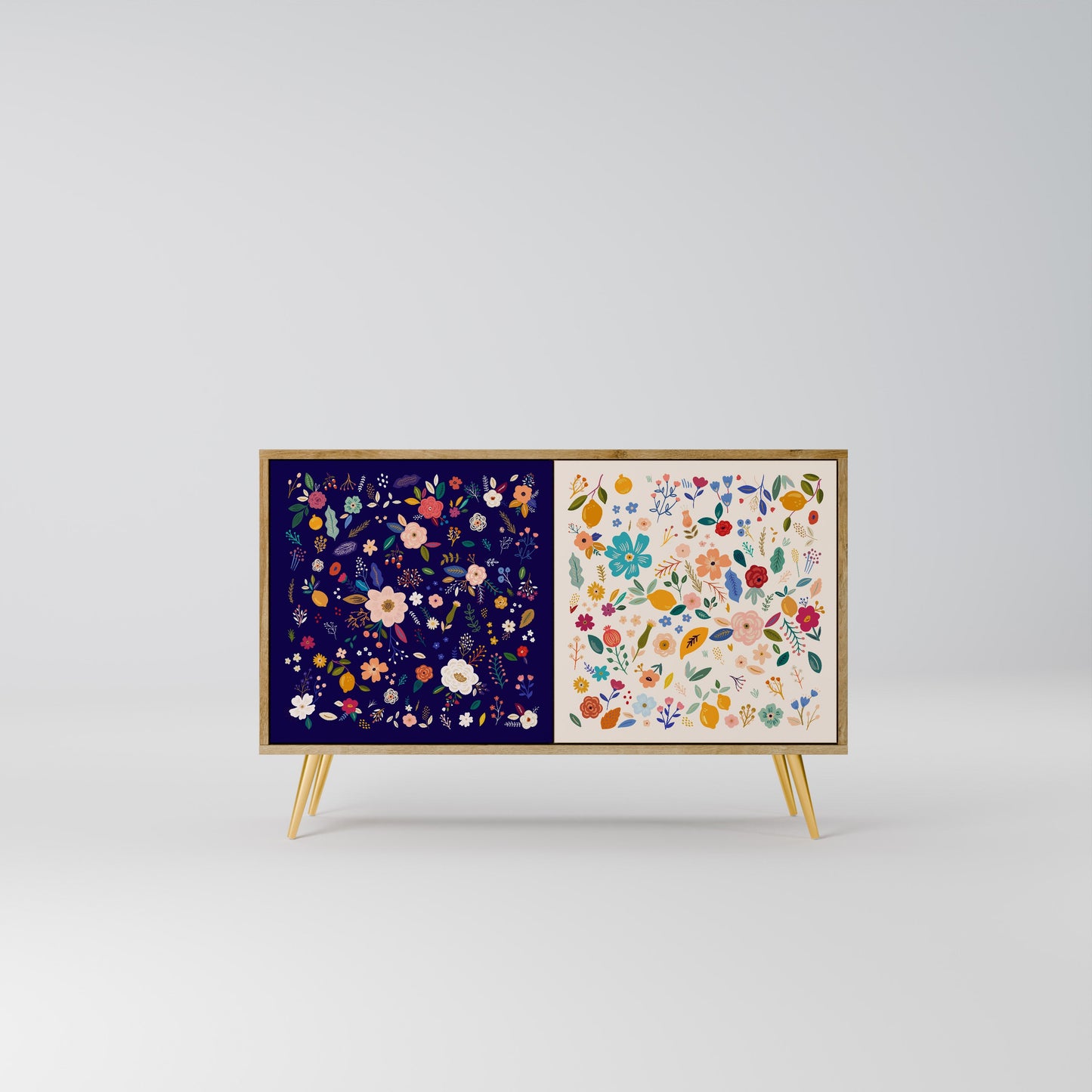 Credenza a 2 ante FLORAL COMBINATION in effetto rovere