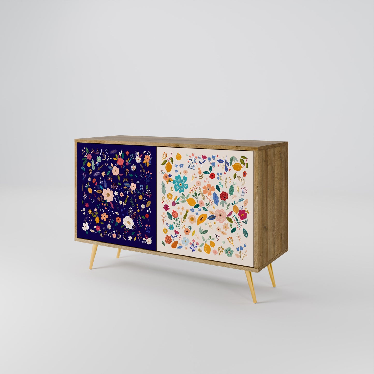 Credenza a 2 ante FLORAL COMBINATION in effetto rovere