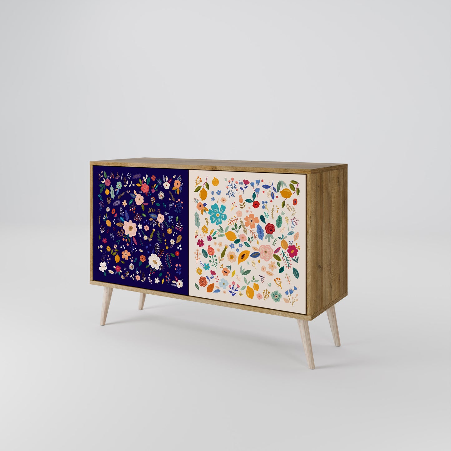 Credenza a 2 ante FLORAL COMBINATION in effetto rovere