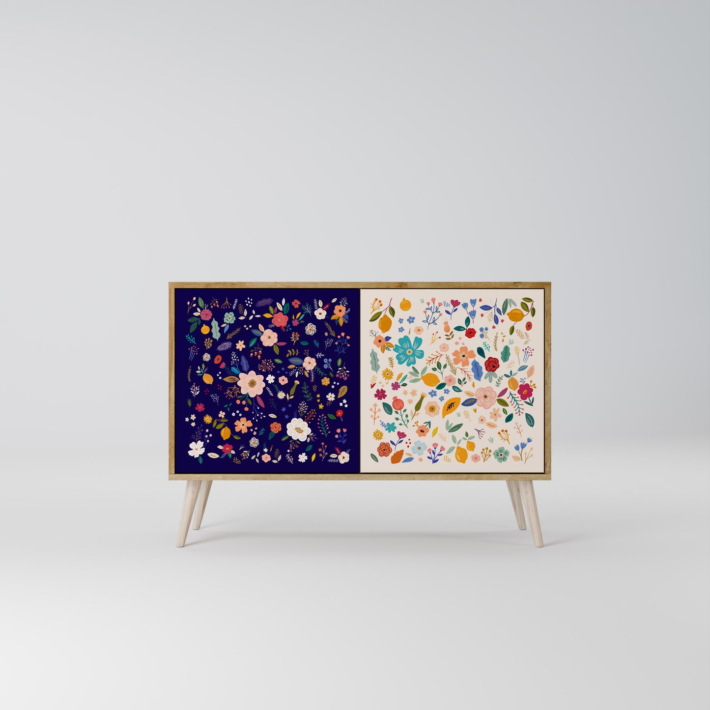 Credenza a 2 ante FLORAL COMBINATION in effetto rovere