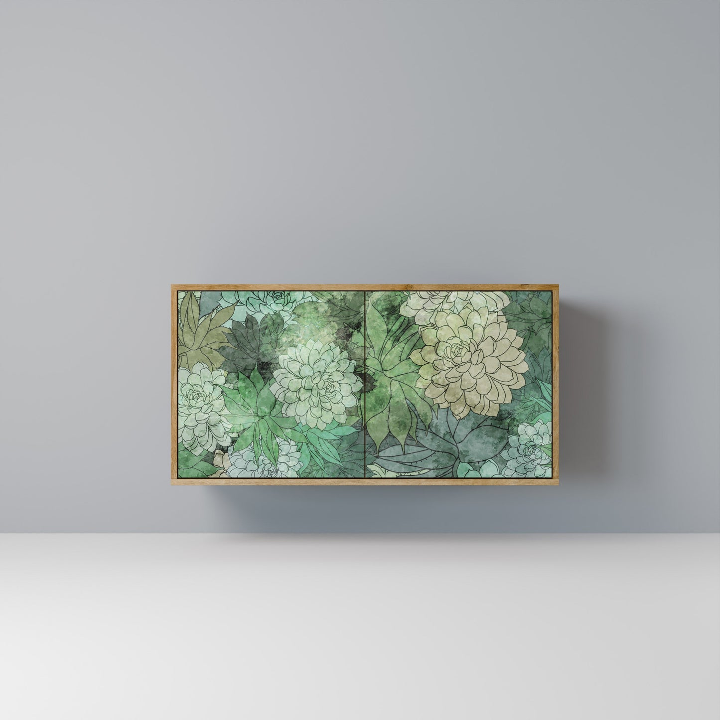 Credenza a 2 ante SUCCULENT CLUSTER in effetto rovere