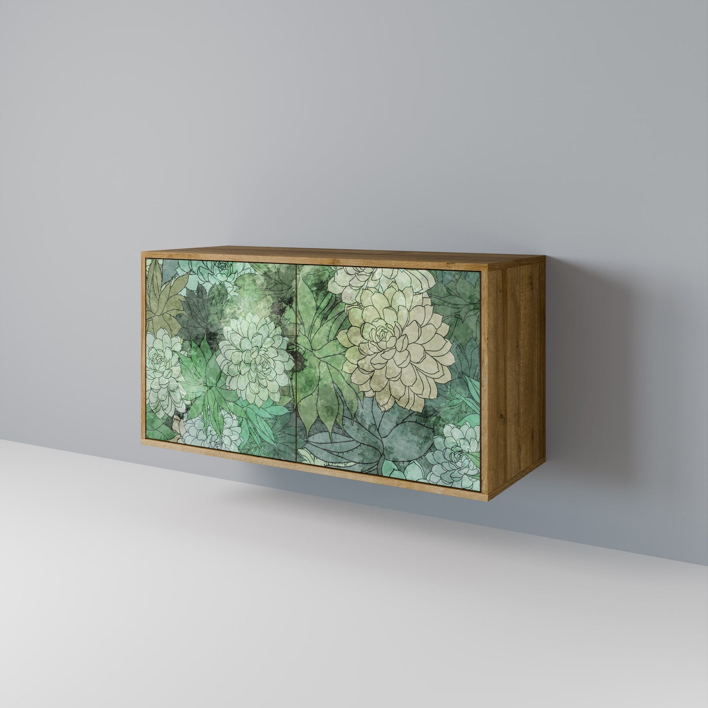 Credenza a 2 ante SUCCULENT CLUSTER in effetto rovere