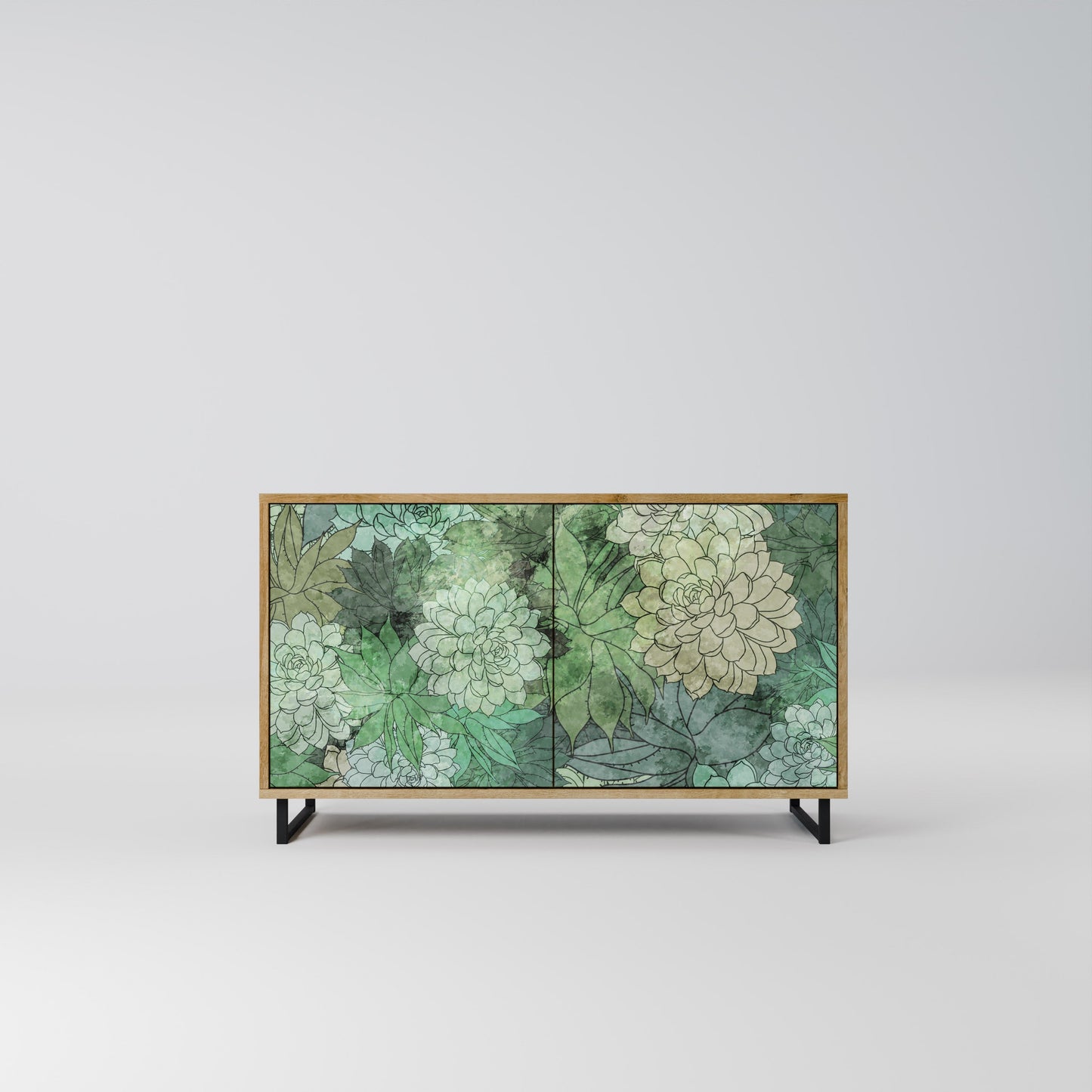 Credenza a 2 ante SUCCULENT CLUSTER in effetto rovere