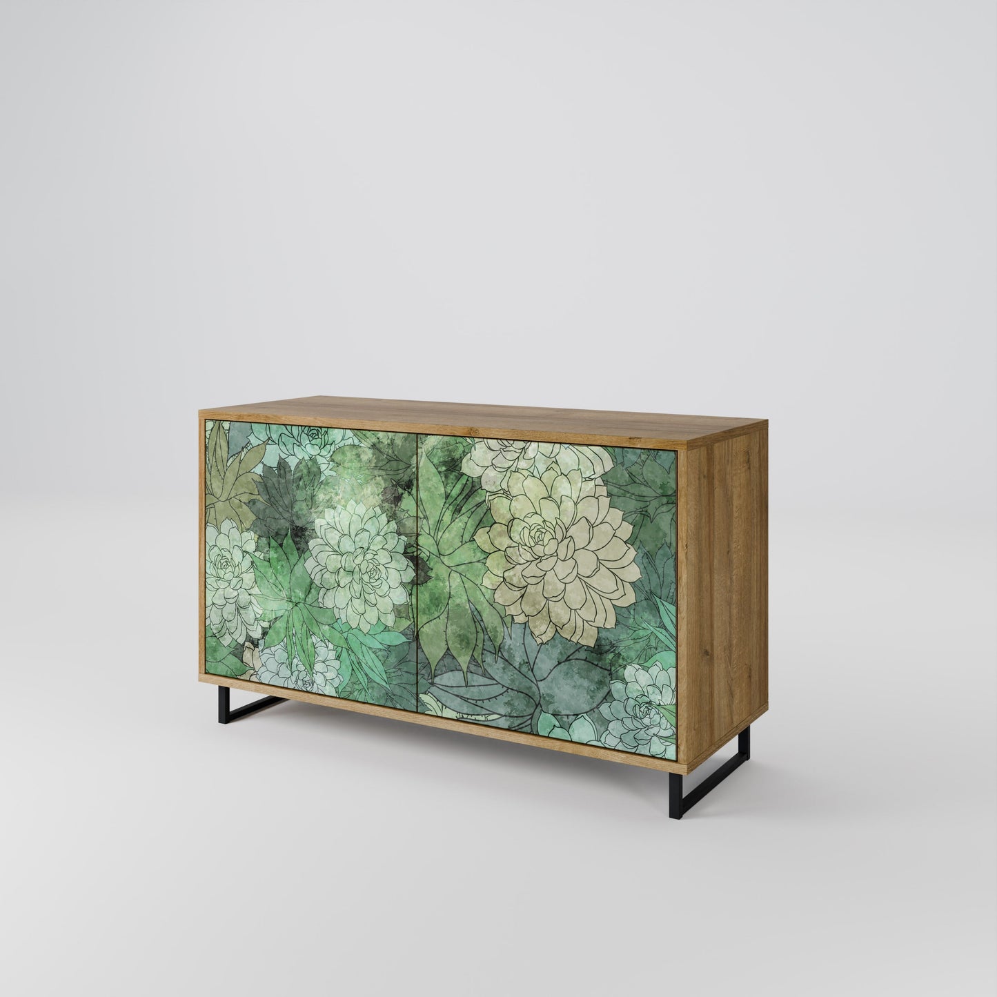 Credenza a 2 ante SUCCULENT CLUSTER in effetto rovere