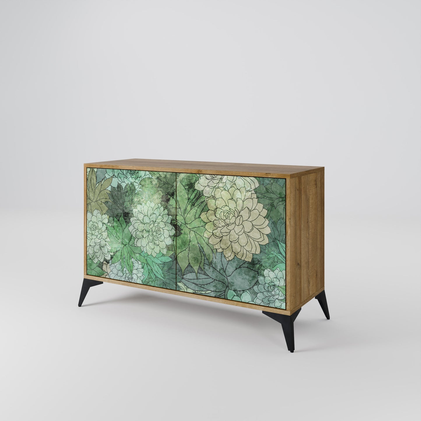 Credenza a 2 ante SUCCULENT CLUSTER in effetto rovere