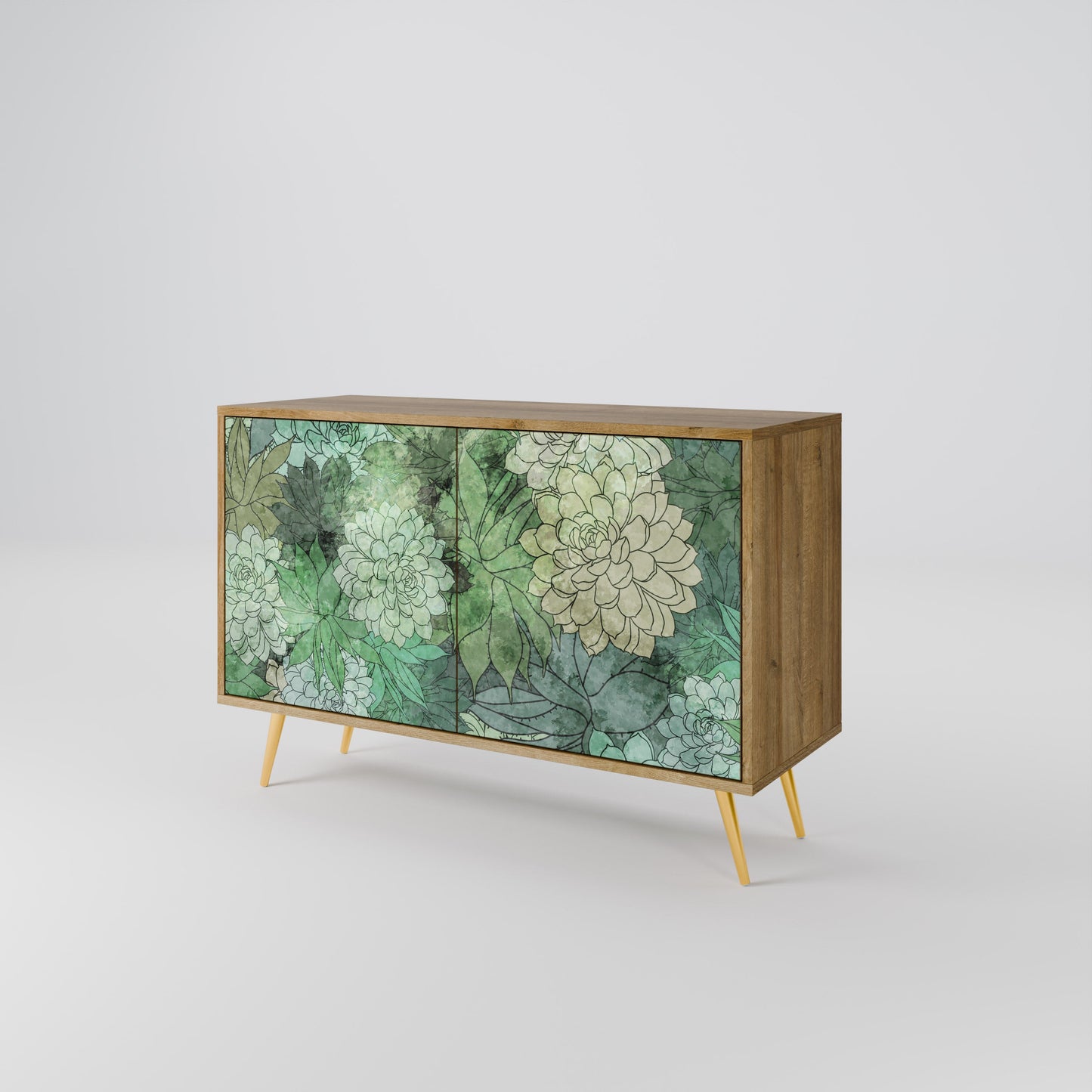 Credenza a 2 ante SUCCULENT CLUSTER in effetto rovere