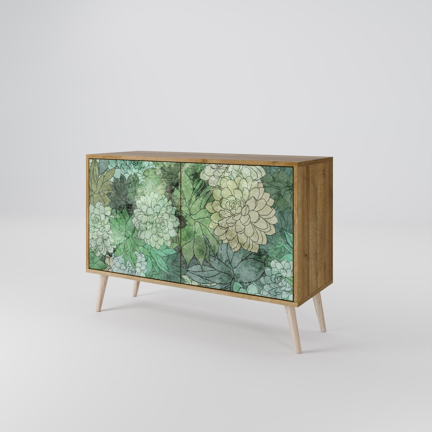 Credenza a 2 ante SUCCULENT CLUSTER in effetto rovere