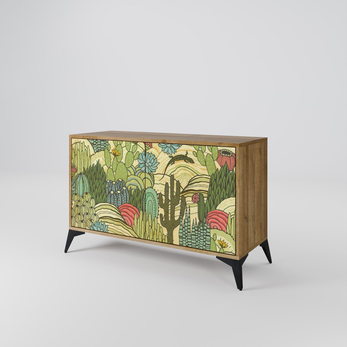 Credenza SUCCULENTS KALEIDOSCOPE a 2 ante in effetto rovere