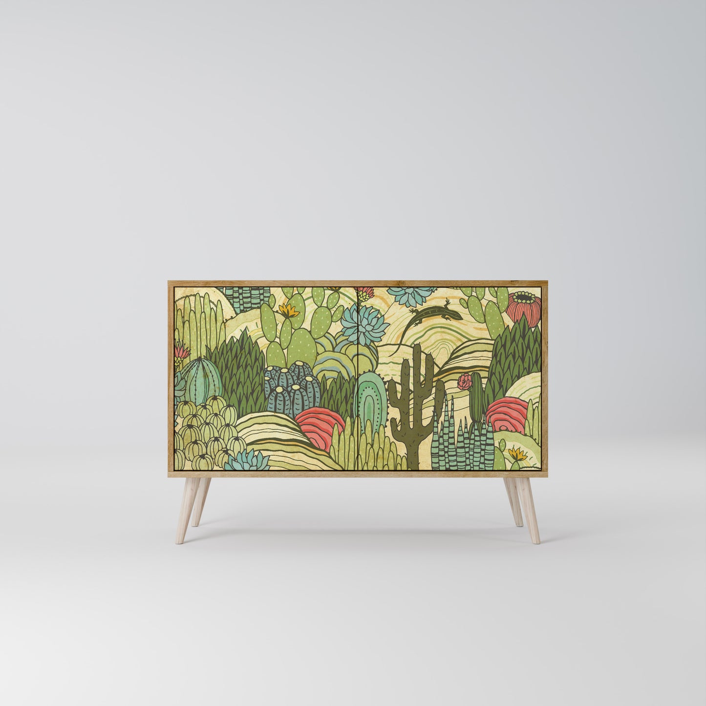 Credenza SUCCULENTS KALEIDOSCOPE a 2 ante in effetto rovere