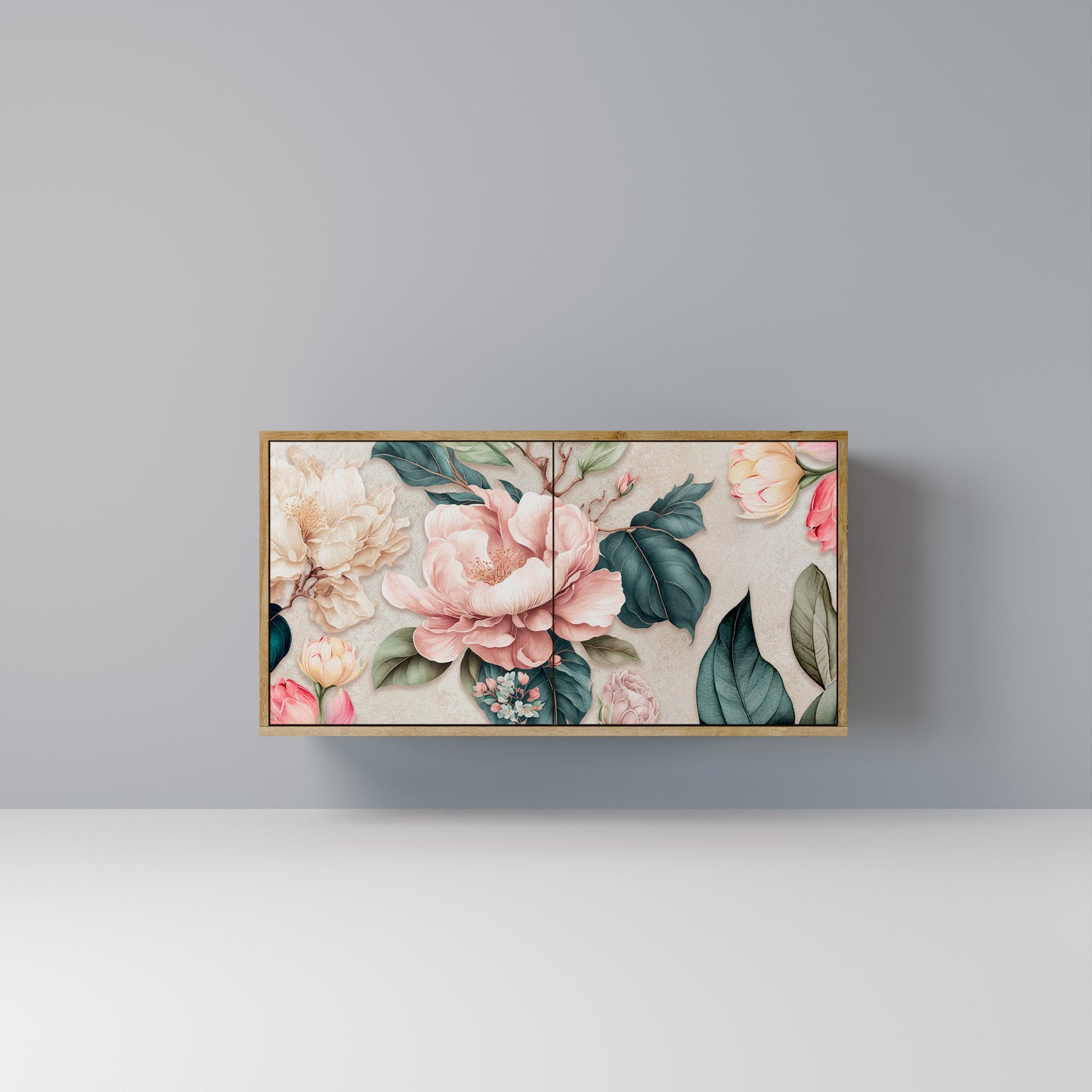 FLORAL GRACE 2-Door Sideboard in Oak Effect