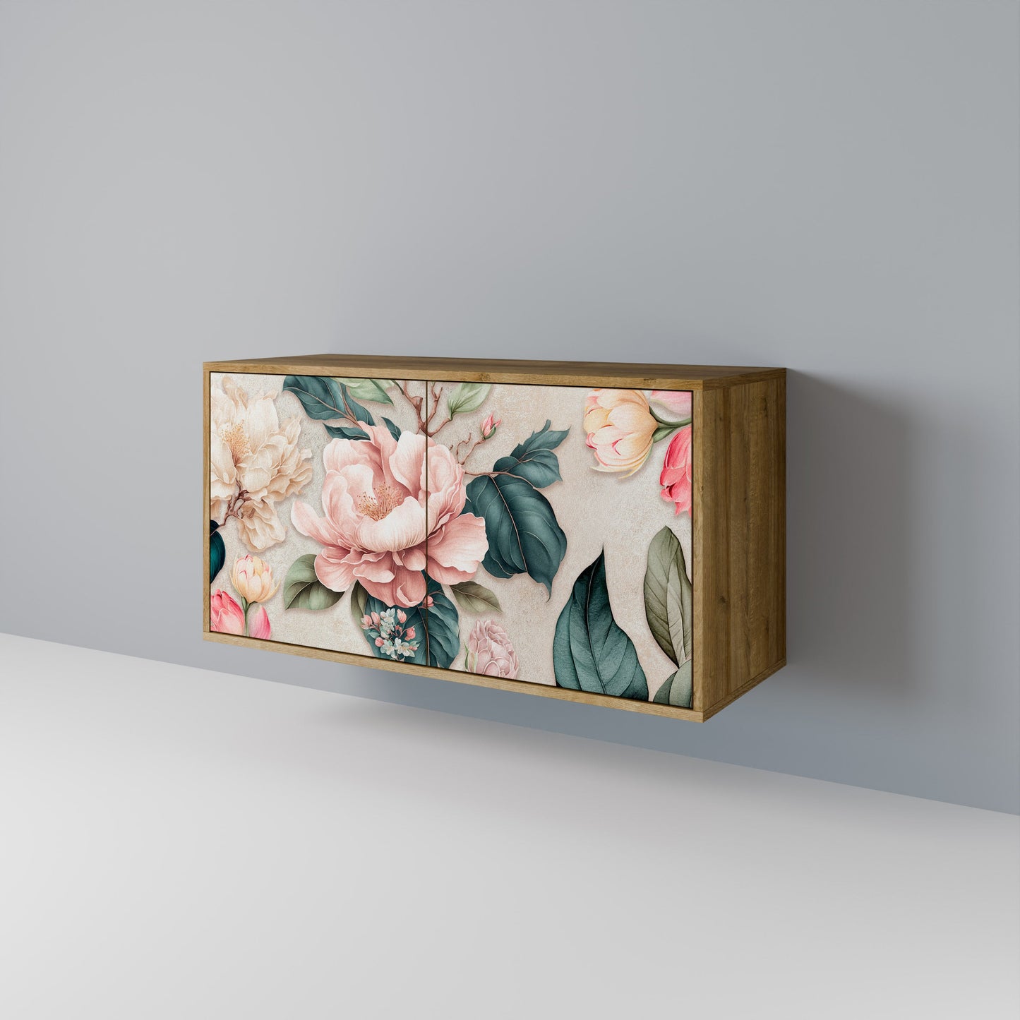 FLORAL GRACE 2-Door Sideboard in Oak Effect