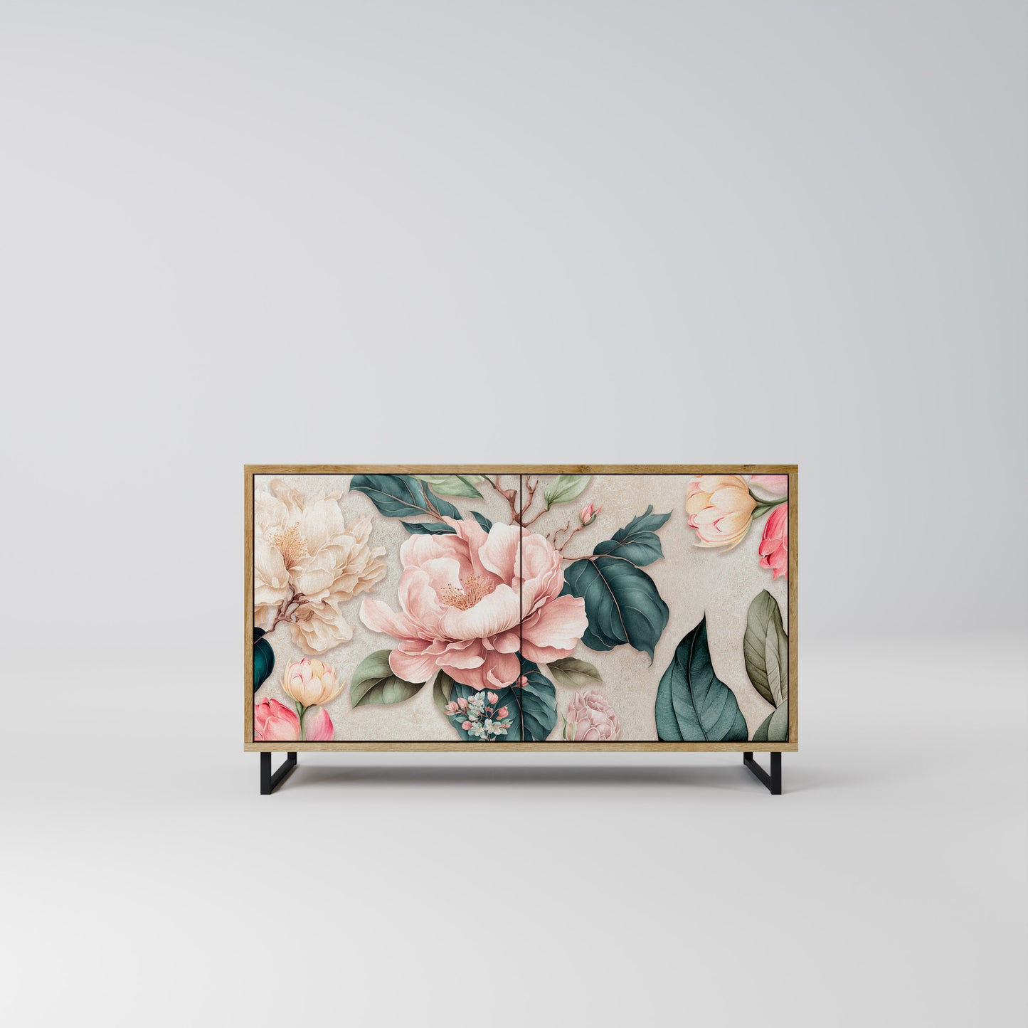 FLORAL GRACE 2-Door Sideboard in Oak Effect