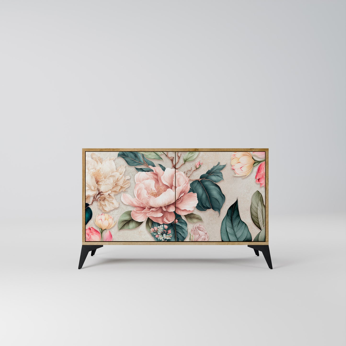 FLORAL GRACE 2-Door Sideboard in Oak Effect