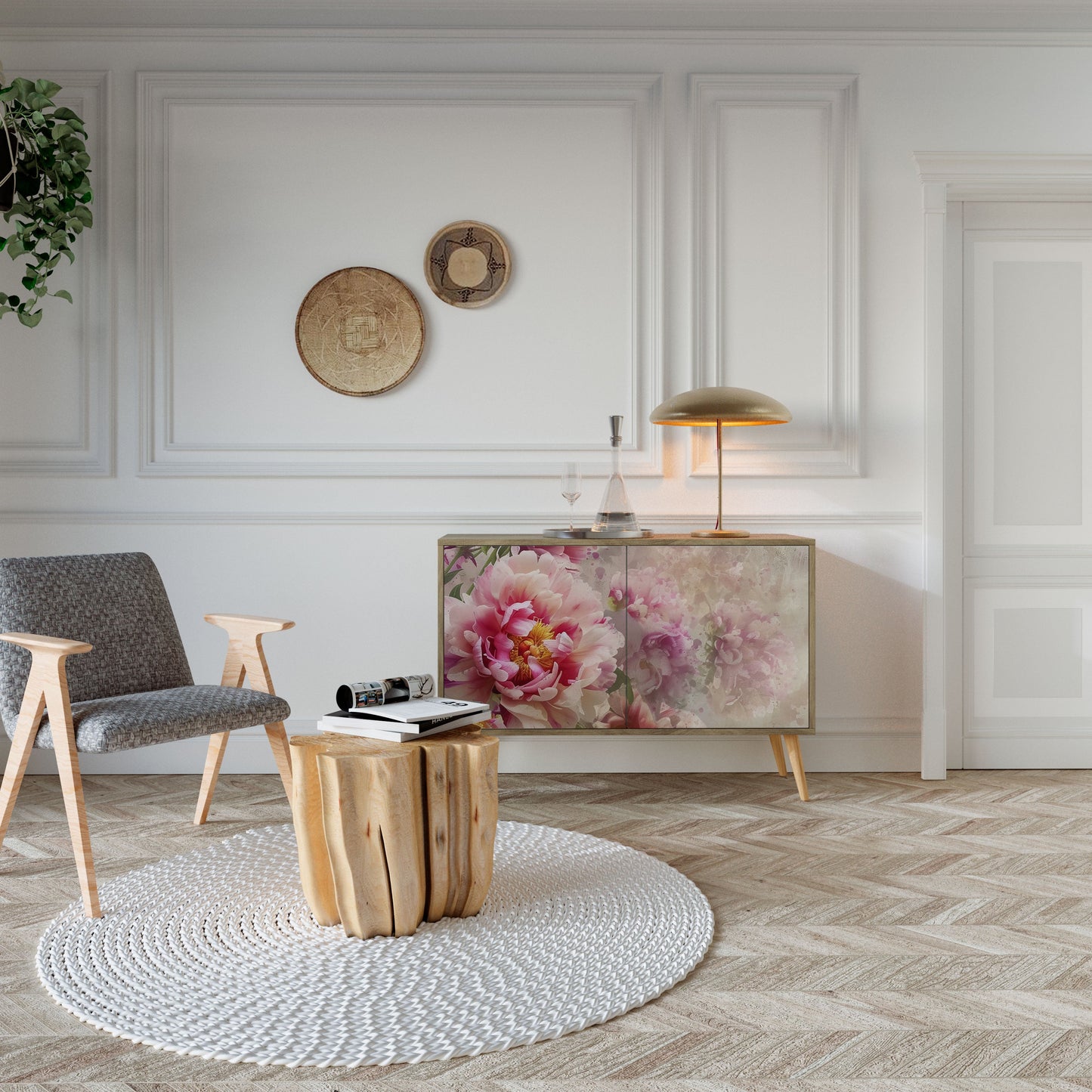 Credenza a 2 ante PEONY WHISPER effetto rovere