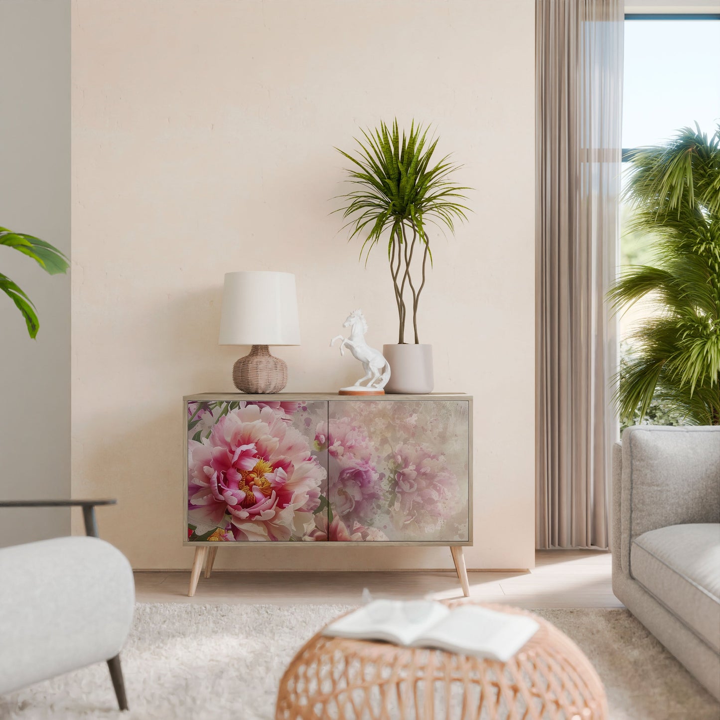Credenza a 2 ante PEONY WHISPER effetto rovere