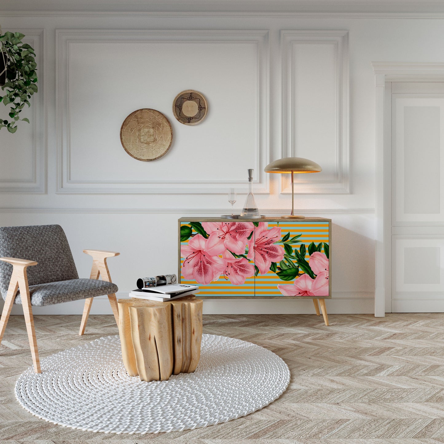 Credenza FRAGILE BEAUTY a 2 ante in effetto rovere