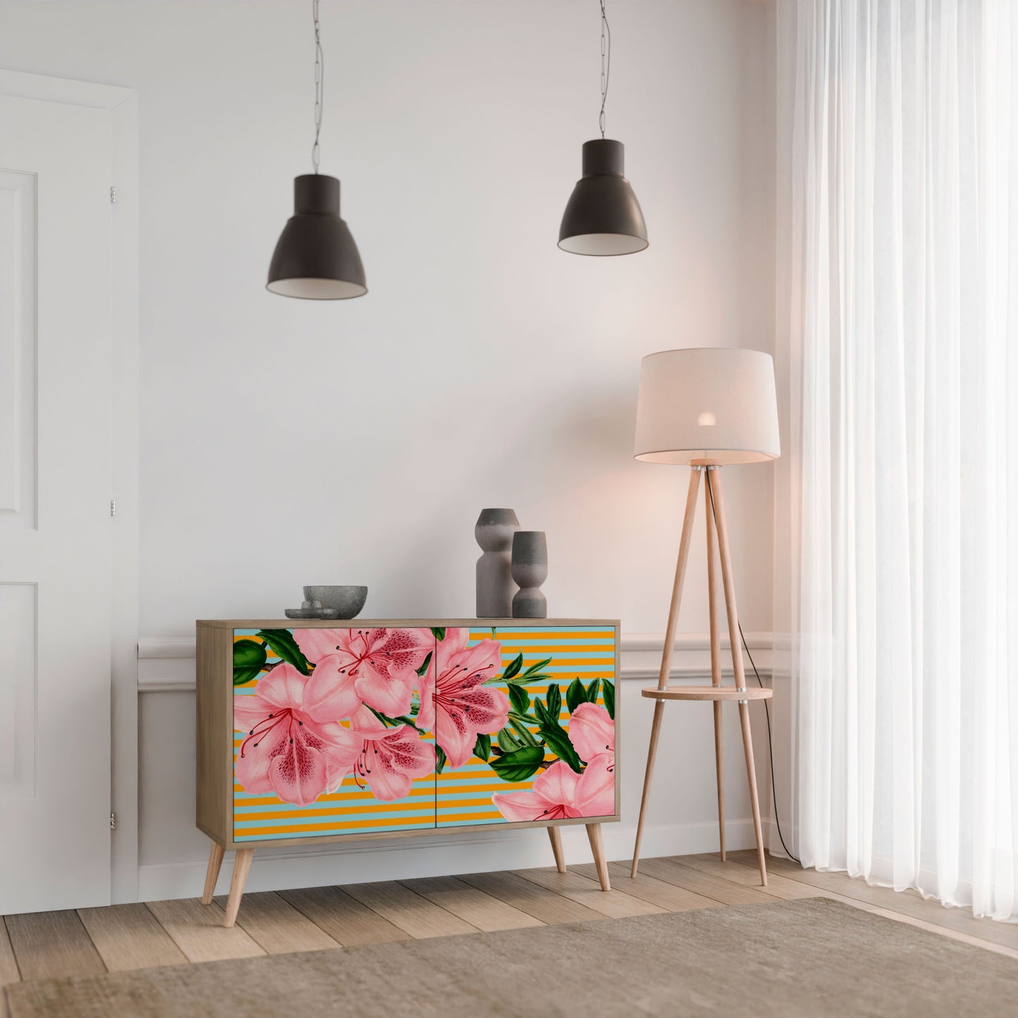 Credenza FRAGILE BEAUTY a 2 ante in effetto rovere