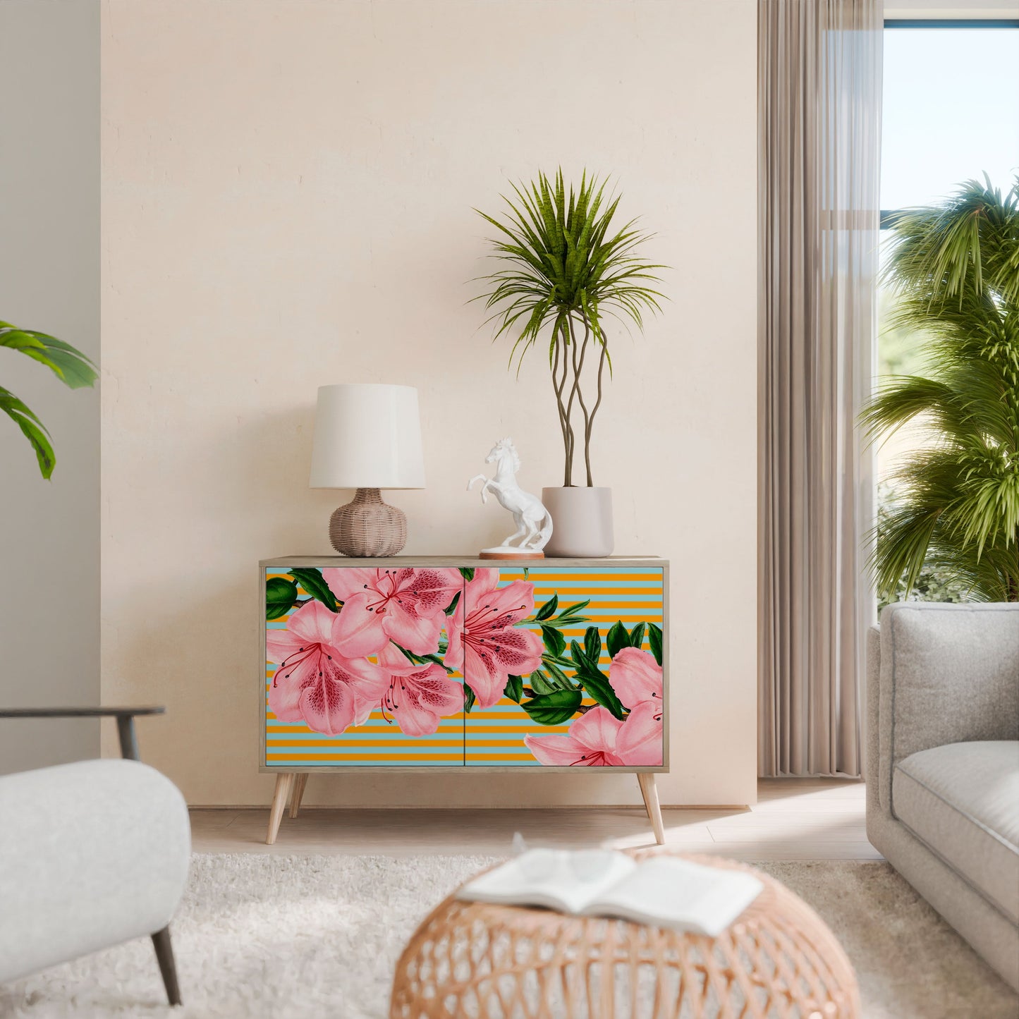 Credenza FRAGILE BEAUTY a 2 ante in effetto rovere