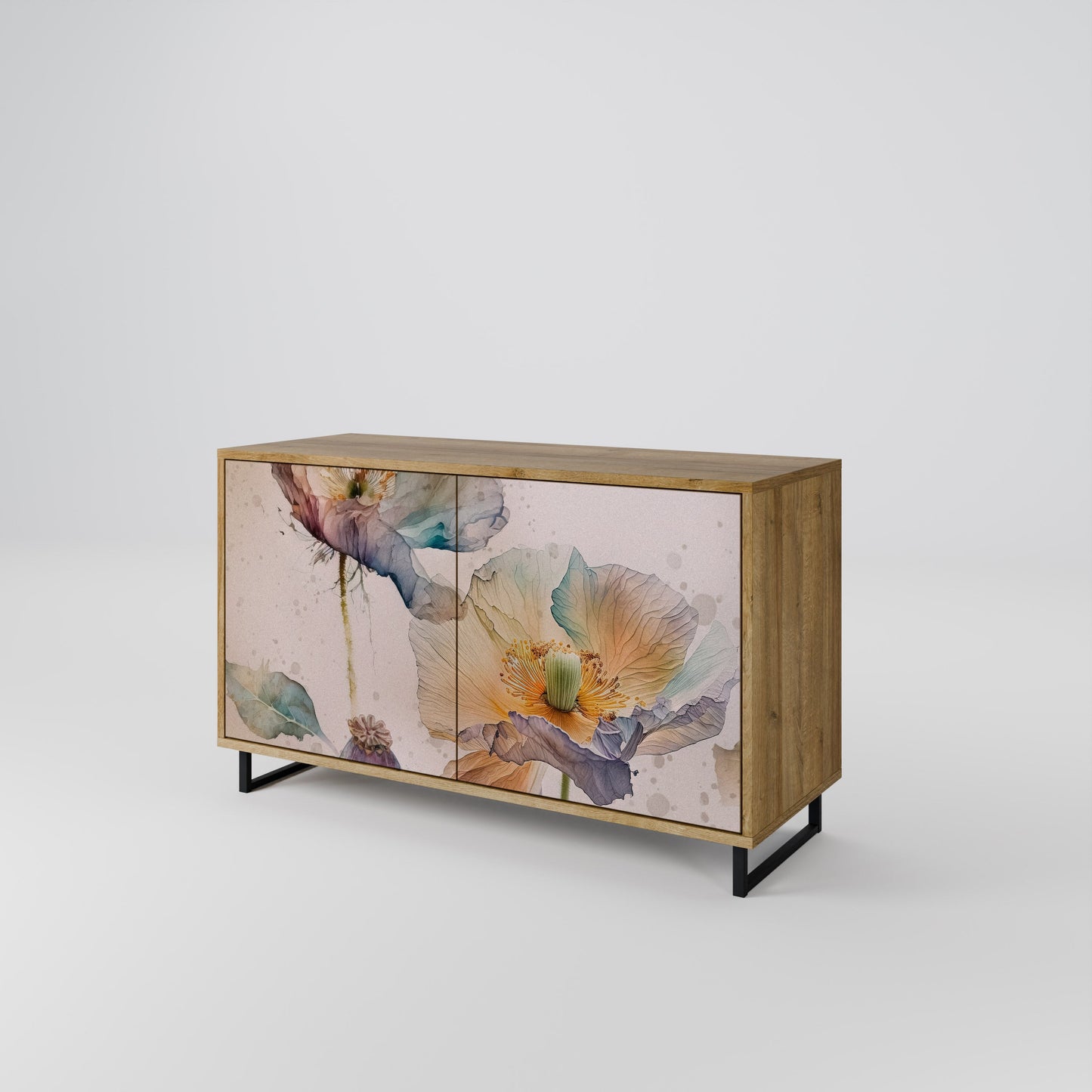 Credenza SOFTEN POPPY a 2 ante effetto rovere