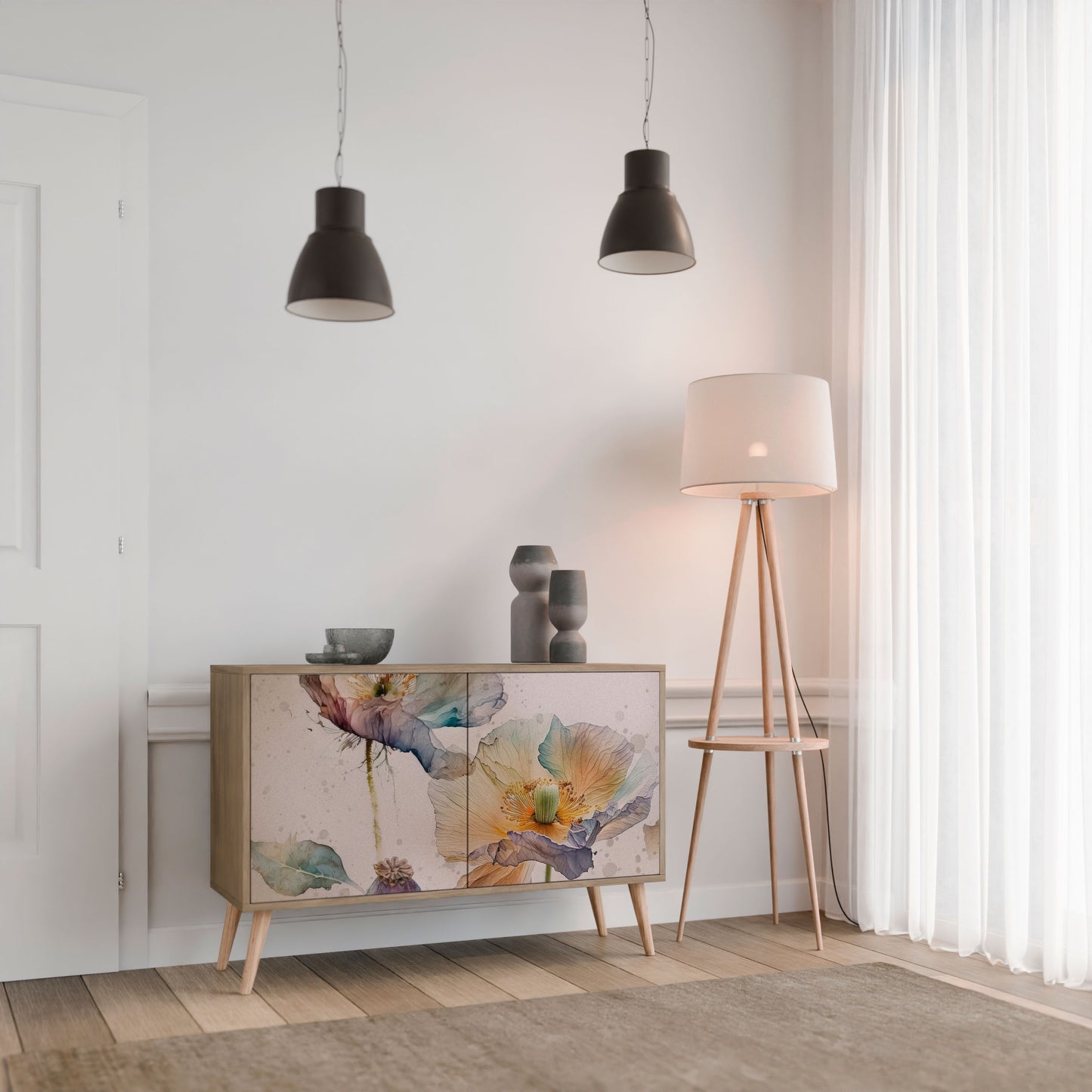 Credenza SOFTEN POPPY a 2 ante effetto rovere