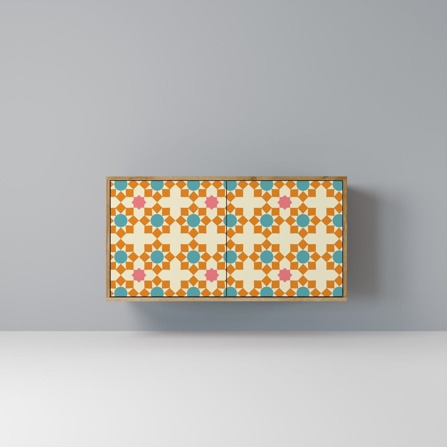 FLORAL DECOR 2-Door Sideboard in Oak Effect