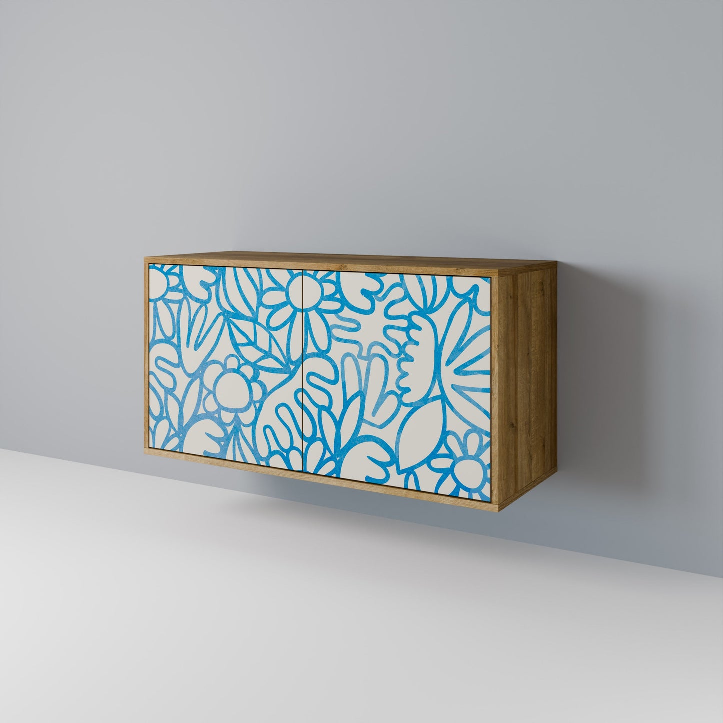 Credenza BLOOMY MORNING a 2 ante in effetto rovere