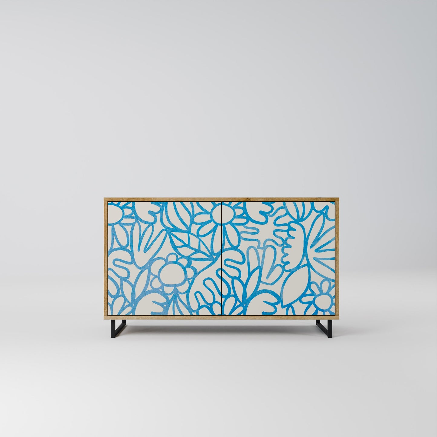 Credenza BLOOMY MORNING a 2 ante in effetto rovere