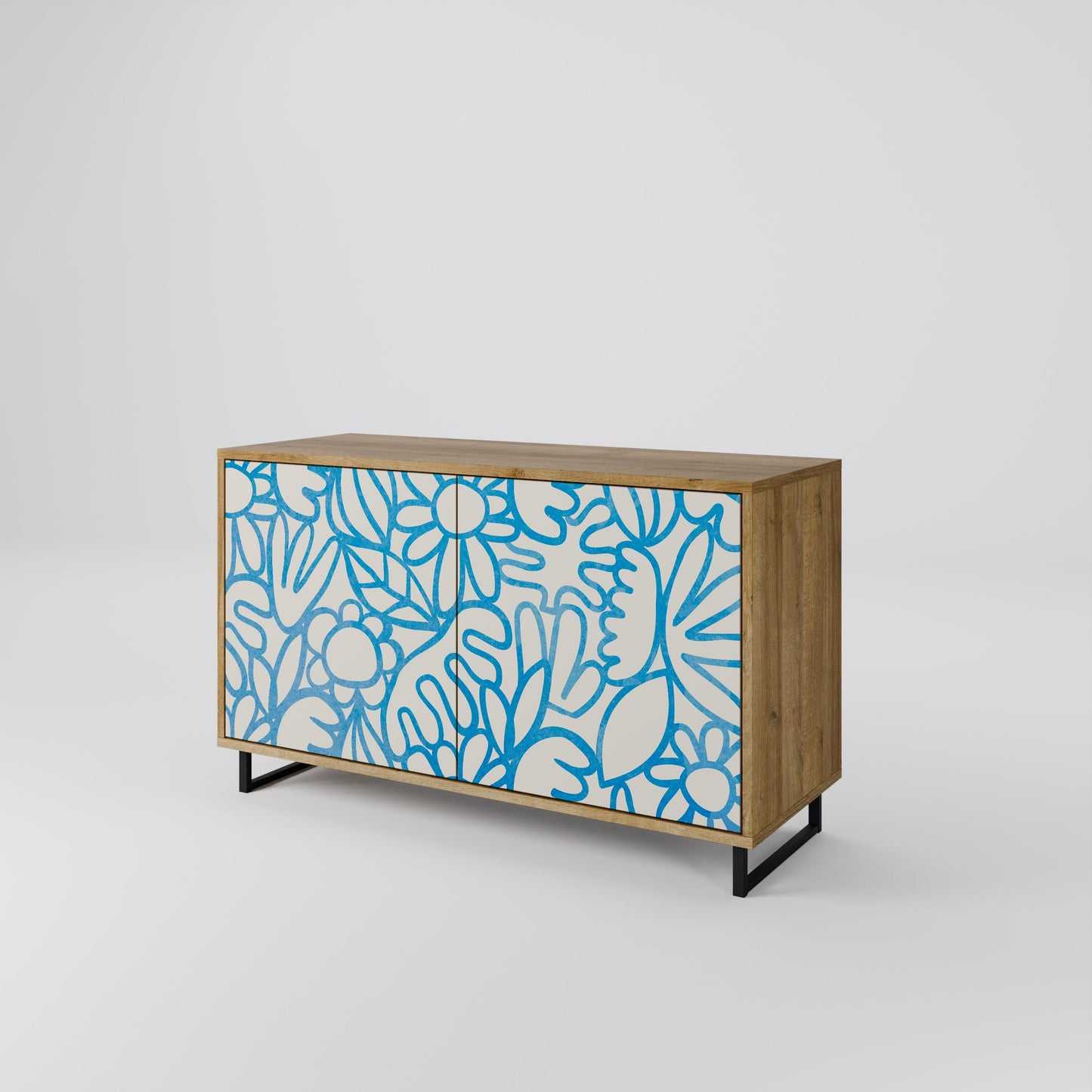 Credenza BLOOMY MORNING a 2 ante in effetto rovere