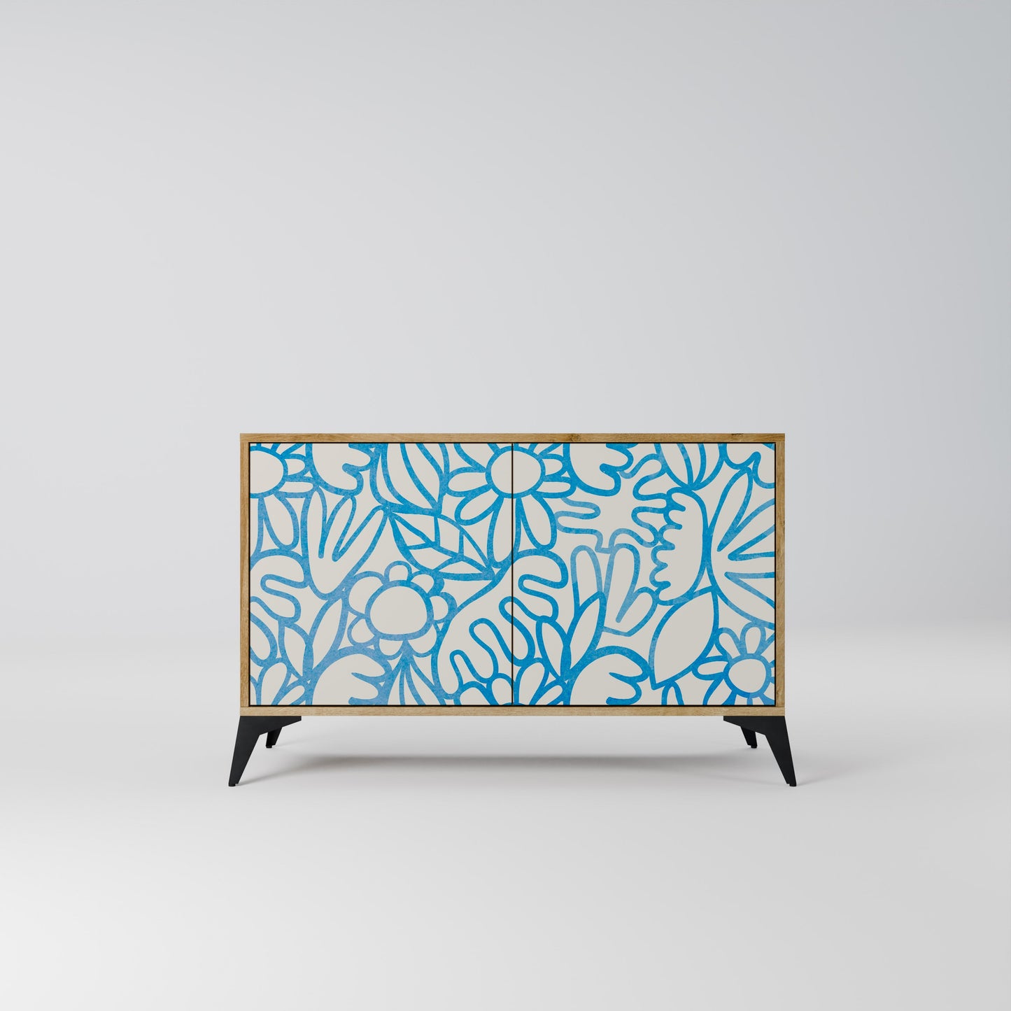 Credenza BLOOMY MORNING a 2 ante in effetto rovere