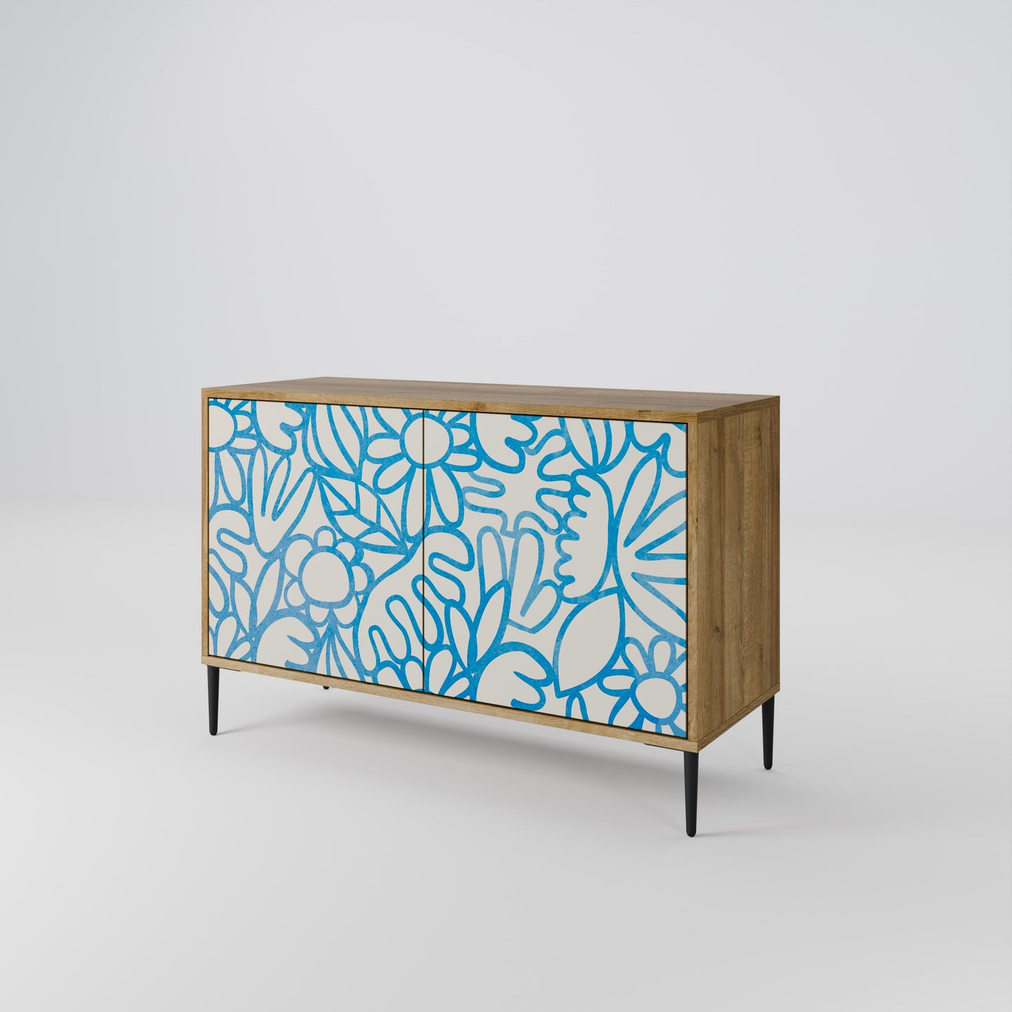 Credenza BLOOMY MORNING a 2 ante in effetto rovere