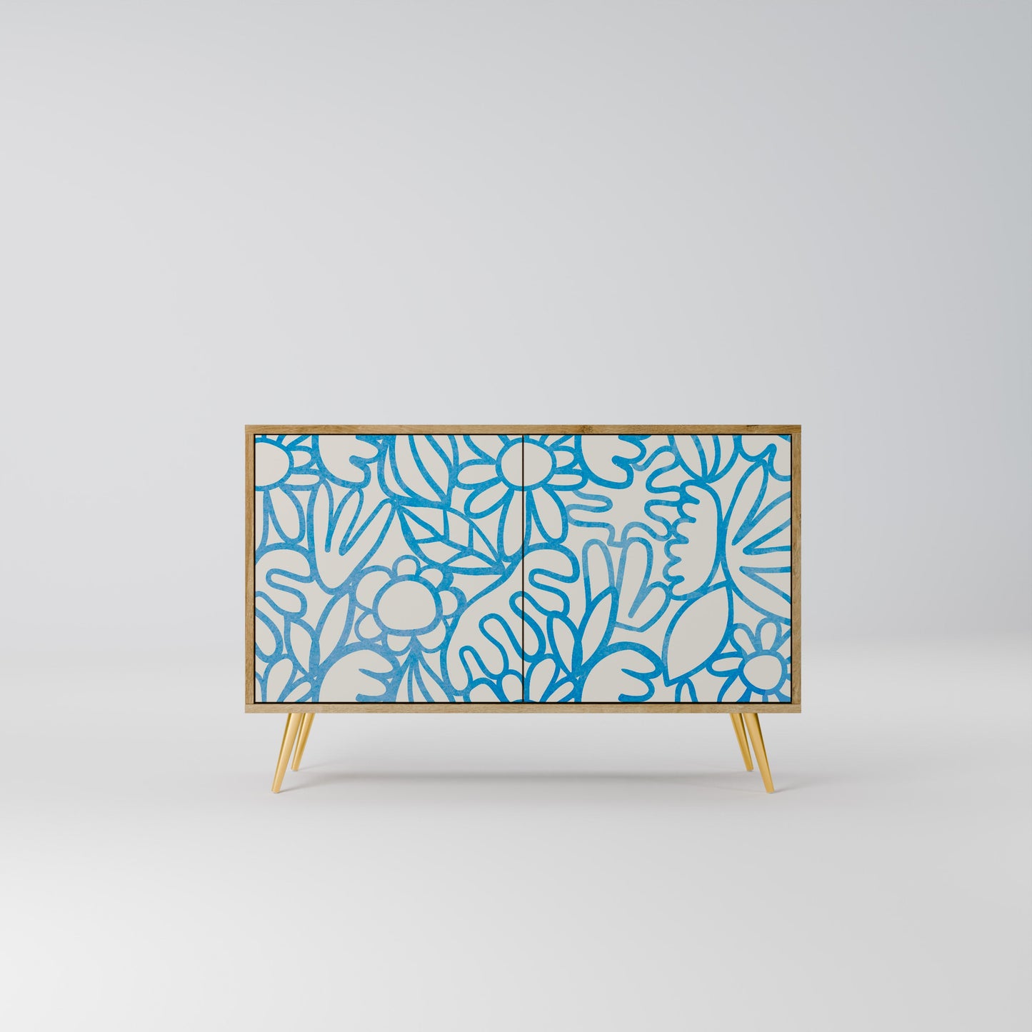 Credenza BLOOMY MORNING a 2 ante in effetto rovere