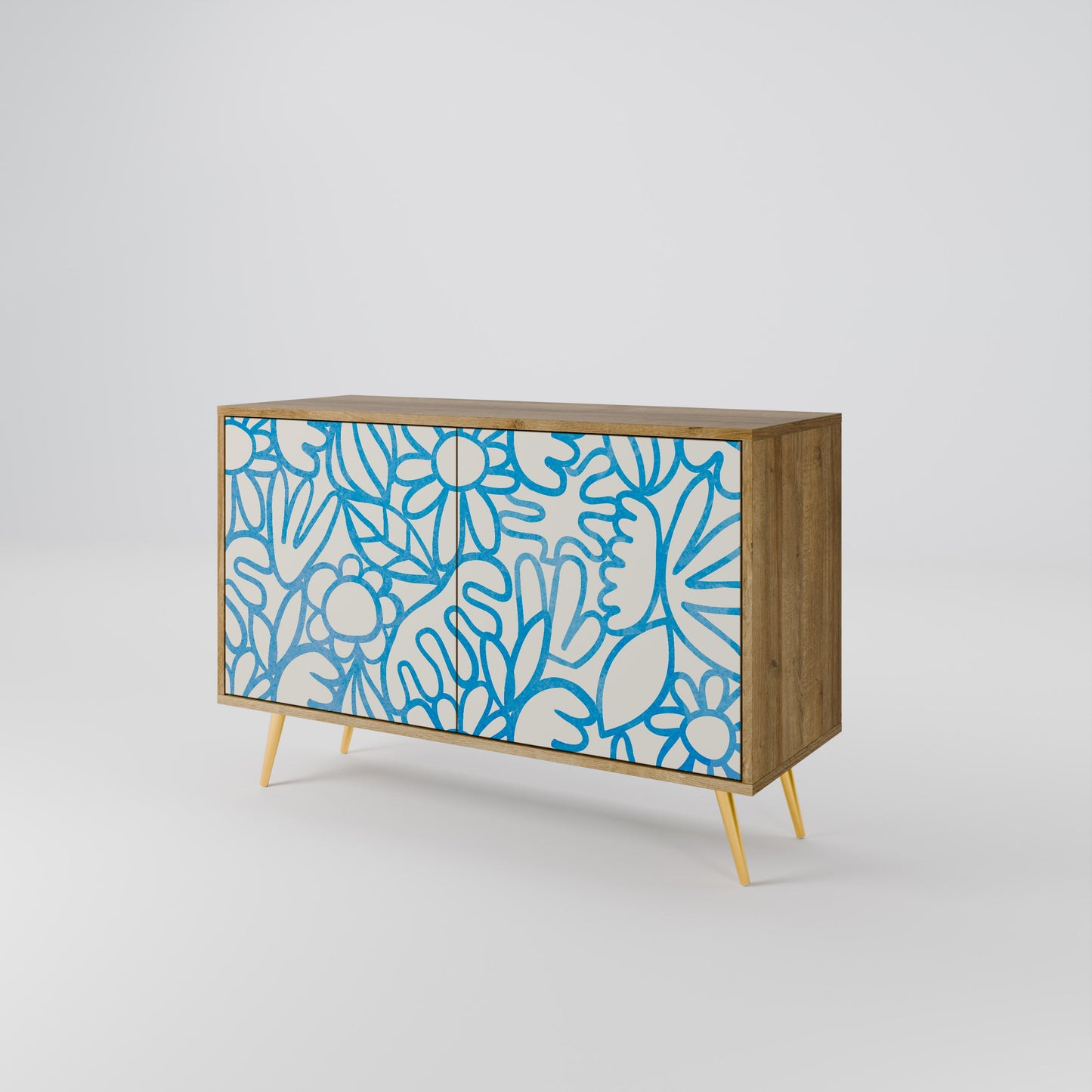 Credenza BLOOMY MORNING a 2 ante in effetto rovere