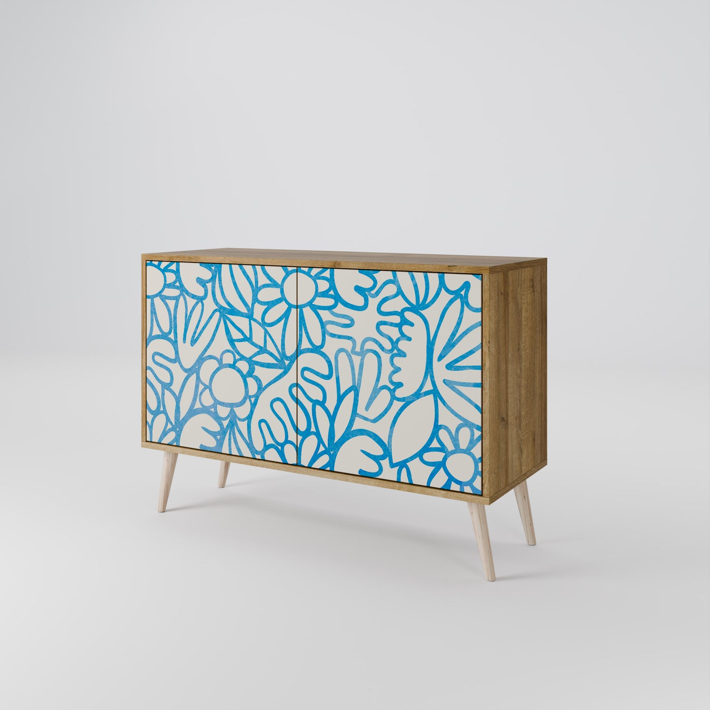 Credenza BLOOMY MORNING a 2 ante in effetto rovere