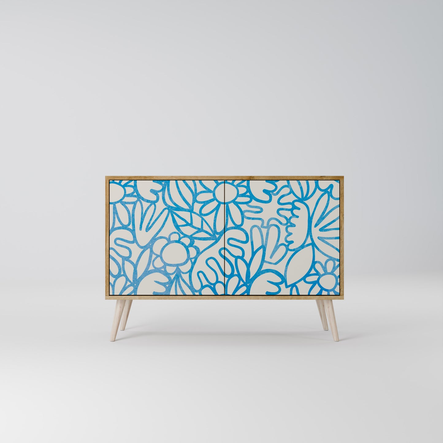 Credenza BLOOMY MORNING a 2 ante in effetto rovere