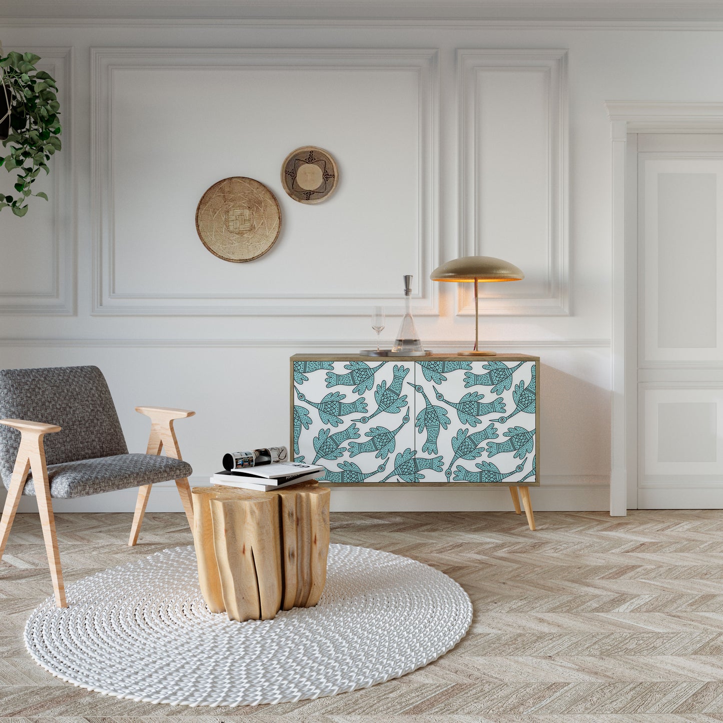 Credenza a 2 ante WATERSPOUT SONGIBIRD in effetto rovere